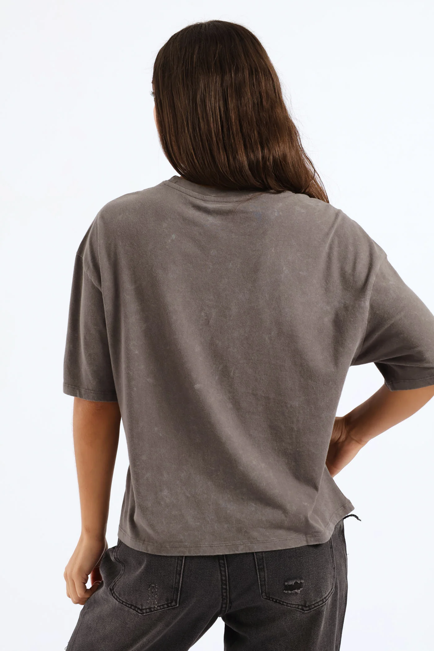 Oversized Washed Tropical Tee - Charcoal - Image 4