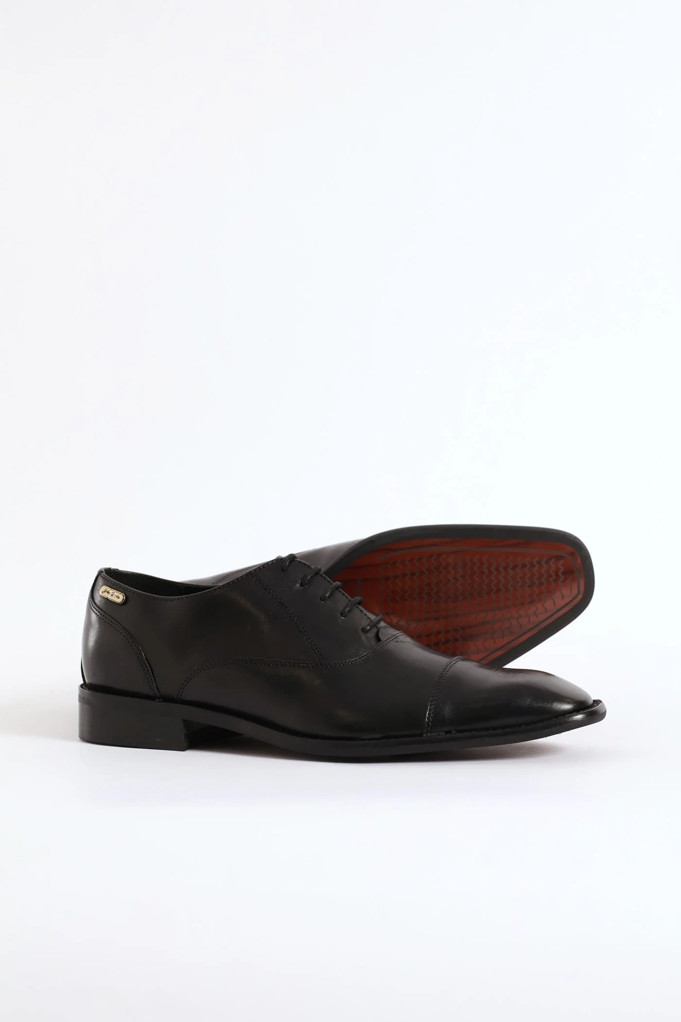 Oxford Lace Up Smart Shoe With Toe Cap - Black - Image 2