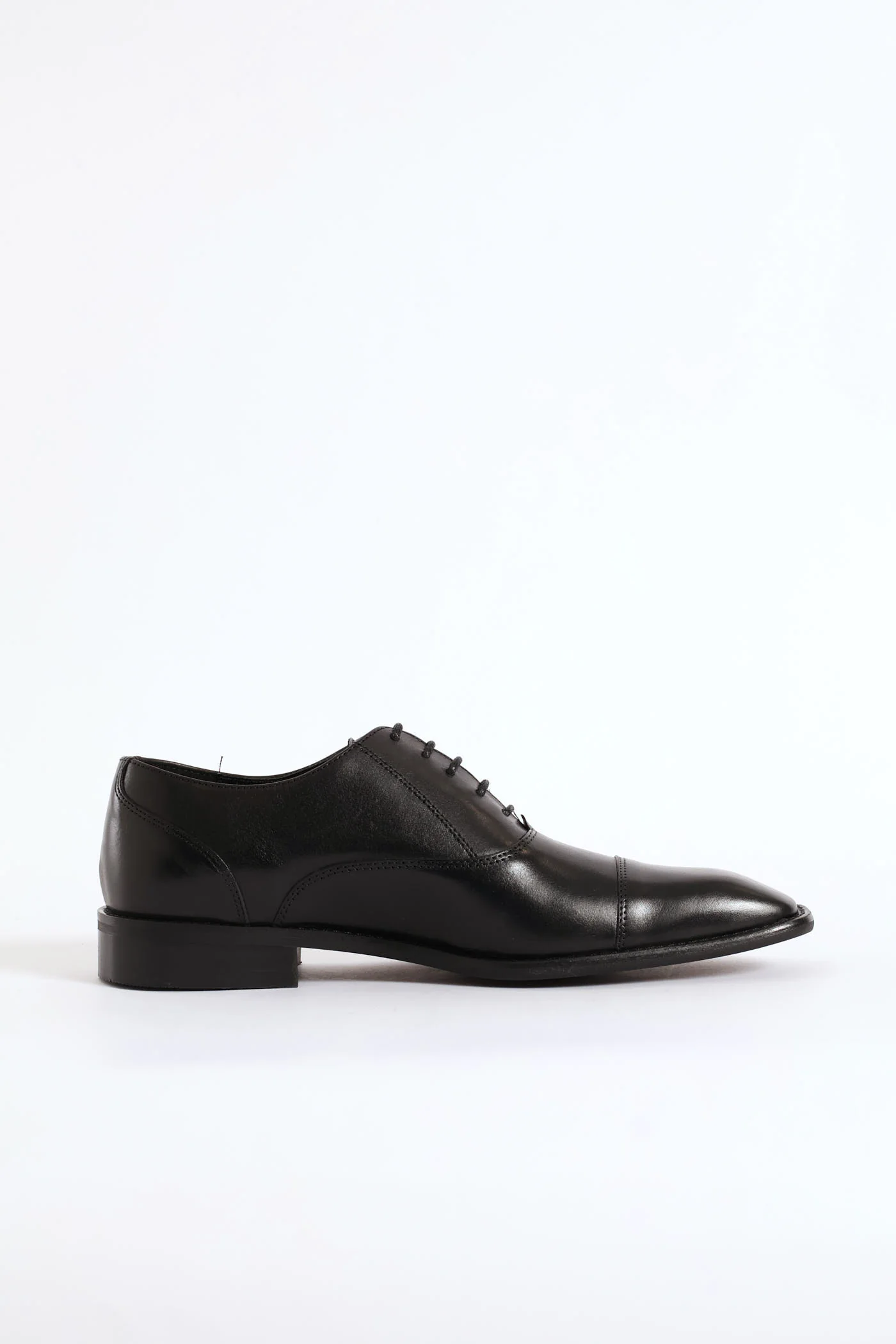 Oxford Lace Up Smart Shoe With Toe Cap - Black - Image 4