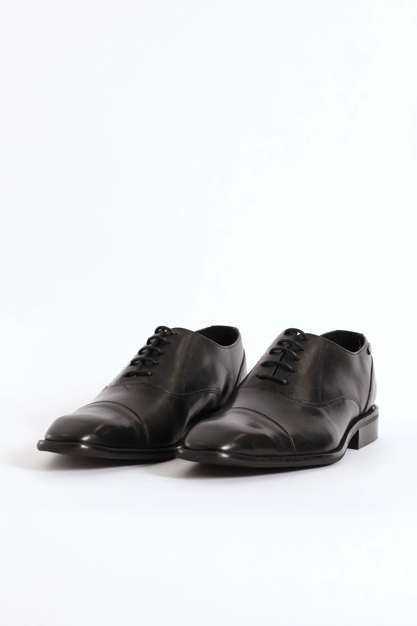 Oxford Lace Up Smart Shoe With Toe Cap - Black - Image 6