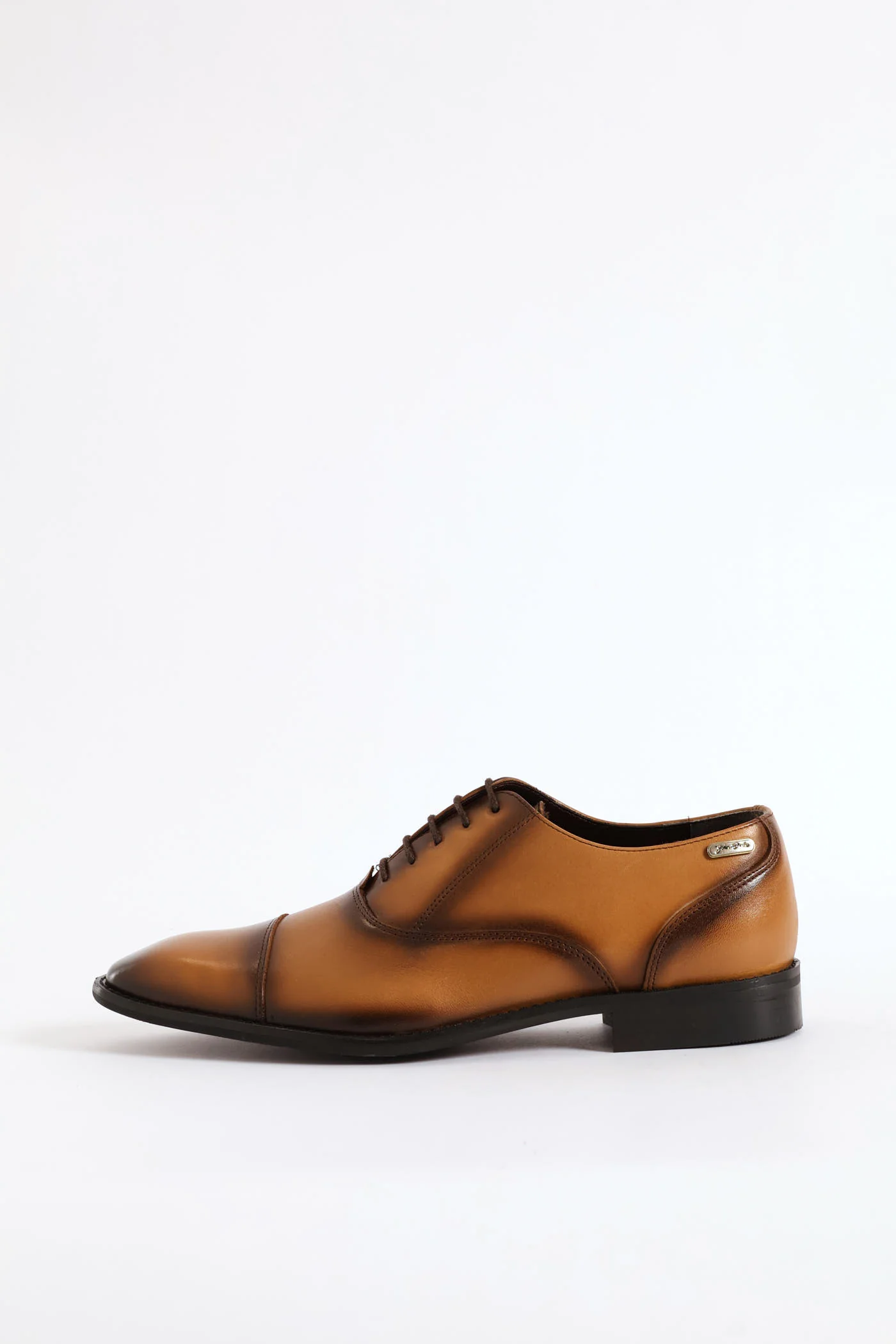 Oxford Lace Up Smart Shoe With Toe Cap - Tan - Image 2