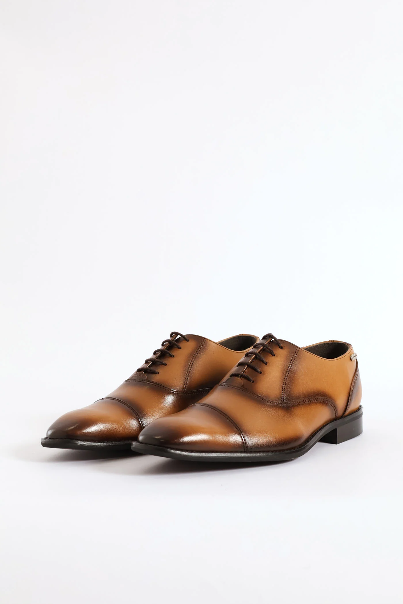 Oxford Lace Up Smart Shoe With Toe Cap - Tan - Image 3