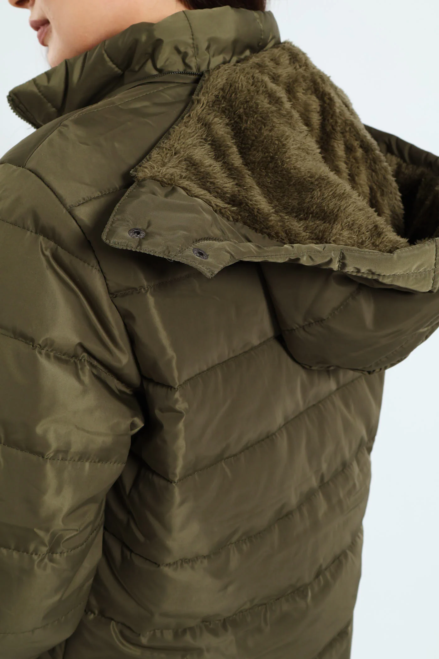 Padded Puffer Jacket With Detachable Hood - Dark Fatigue - Image 3