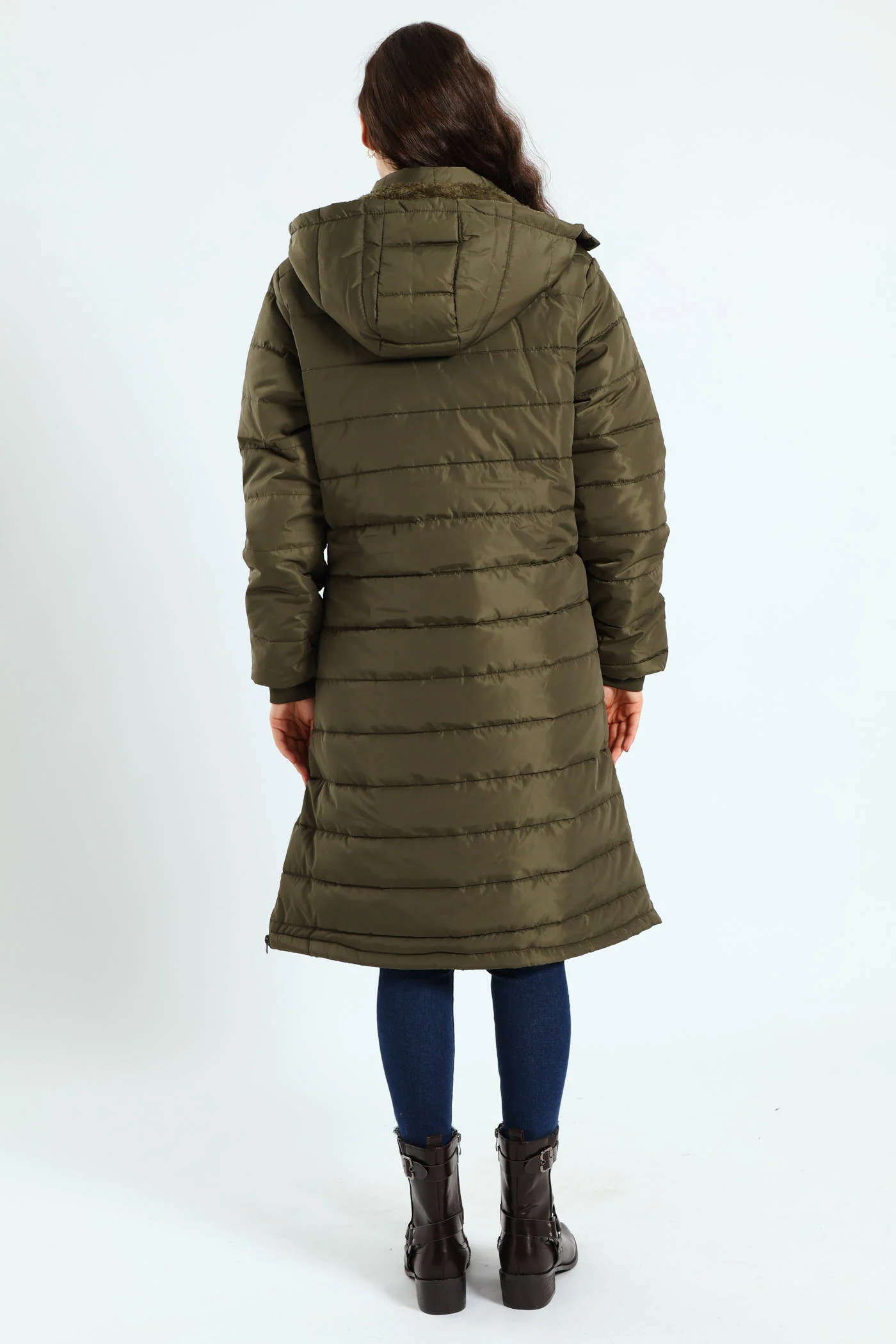 Padded Puffer Jacket With Detachable Hood - Dark Fatigue - Image 4