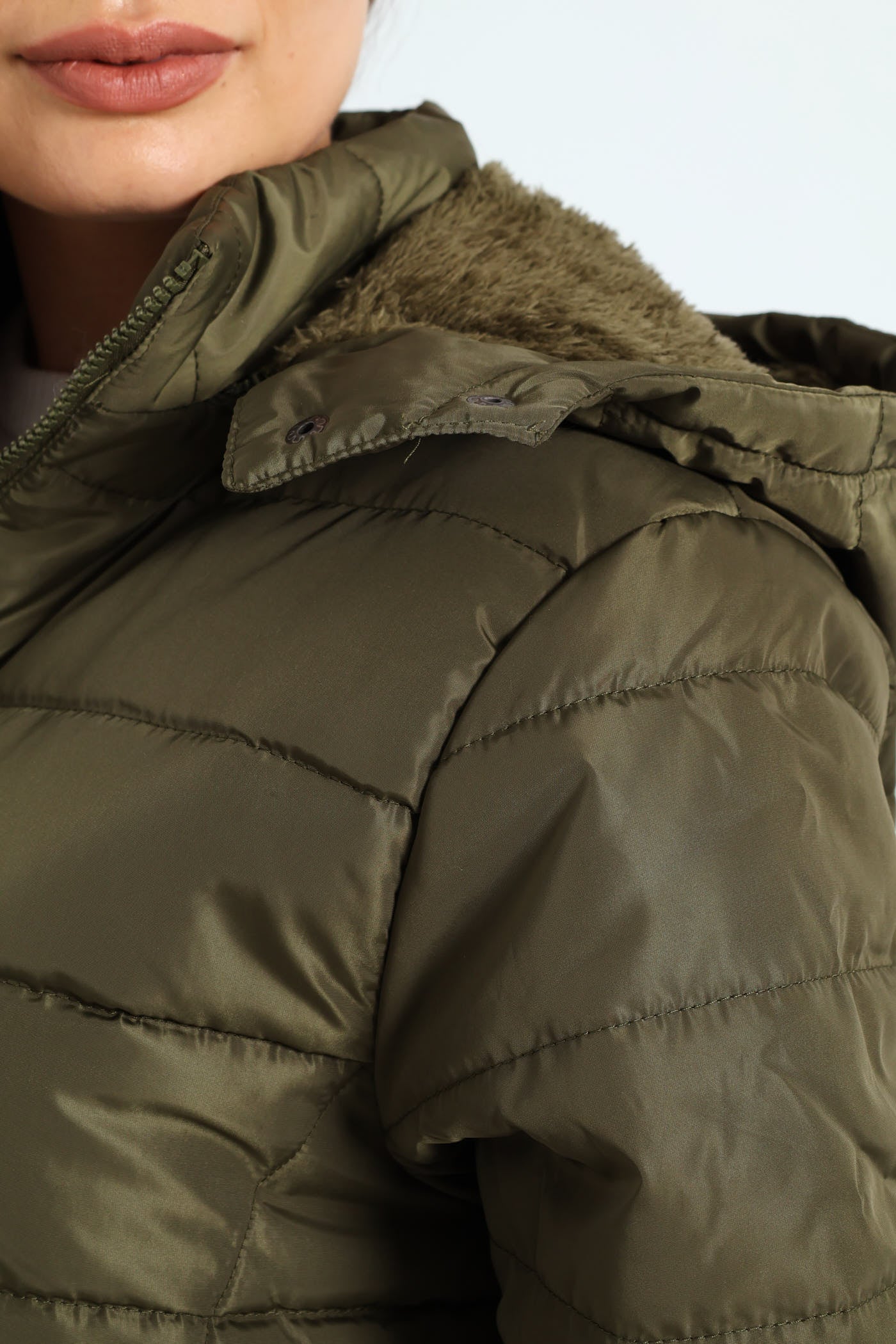 Padded Puffer Jacket With Detachable Hood - Dark Fatigue - Image 6
