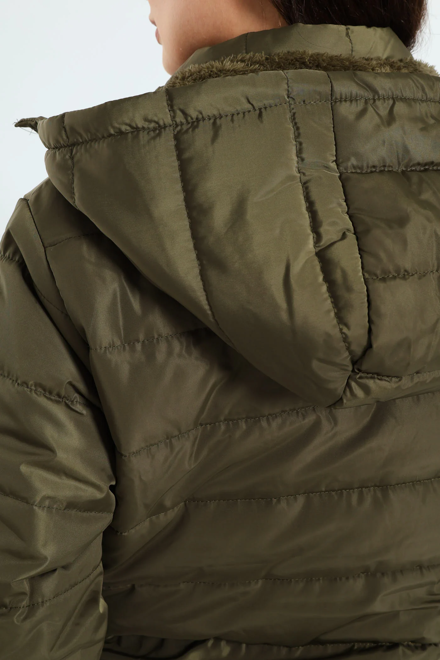Padded Puffer Jacket With Detachable Hood - Dark Fatigue - Image 7