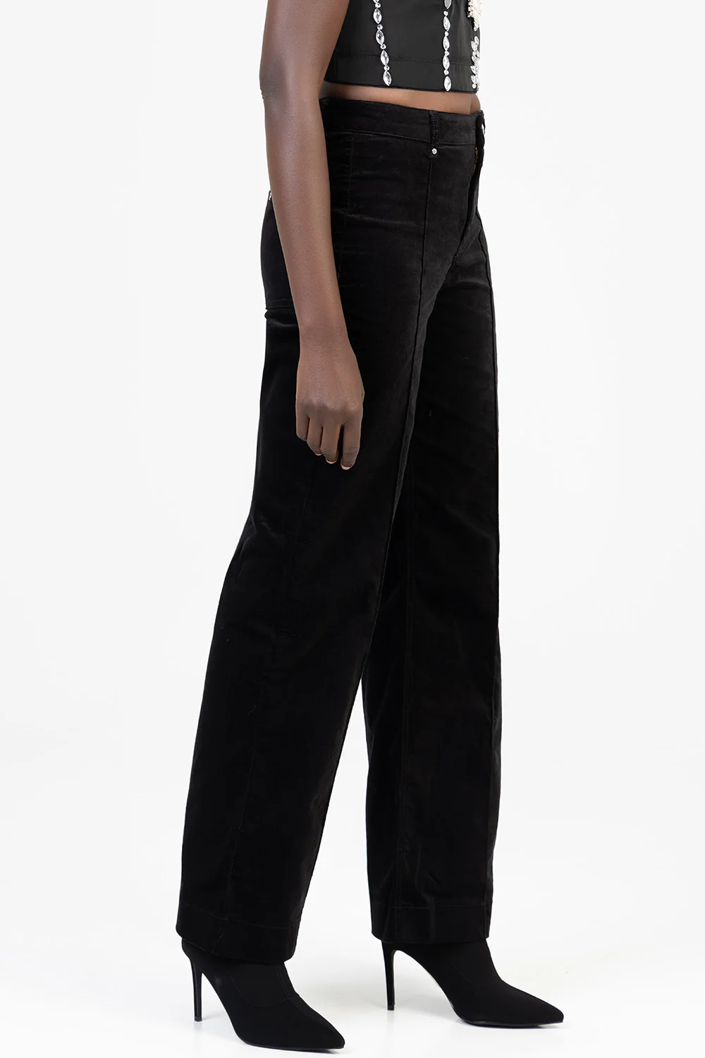 Paige High Waist Tailored Style Wide Leg Denim - Black - Image 2