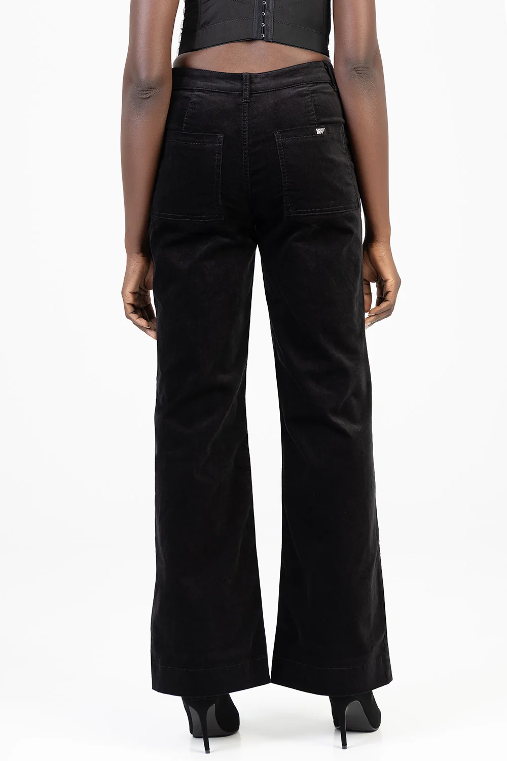 Paige High Waist Tailored Style Wide Leg Denim - Black - Image 4