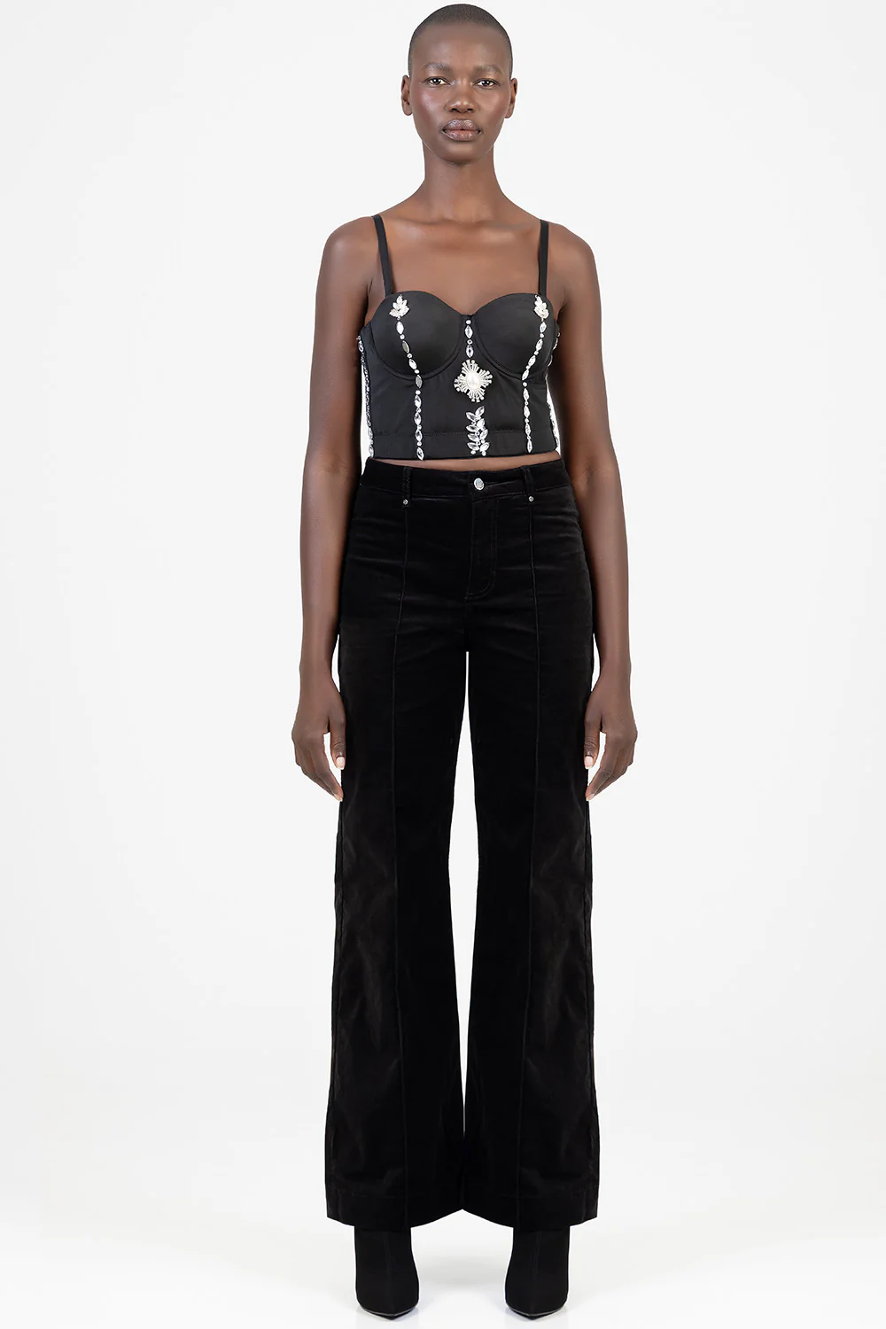 Paige High Waist Tailored Style Wide Leg Denim - Black - Image 5