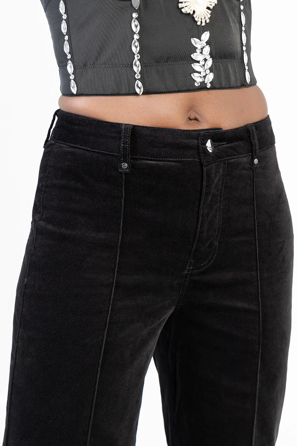 Paige High Waist Tailored Style Wide Leg Denim - Black - Image 6