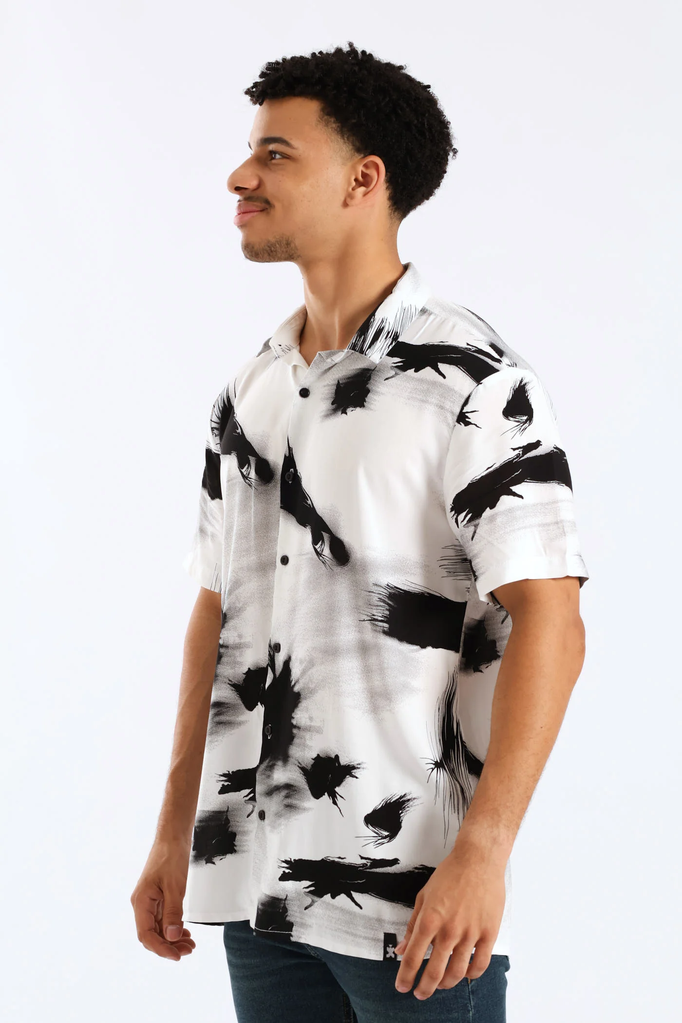 Paint Splash Viscose  Shirt - Off White - Image 3