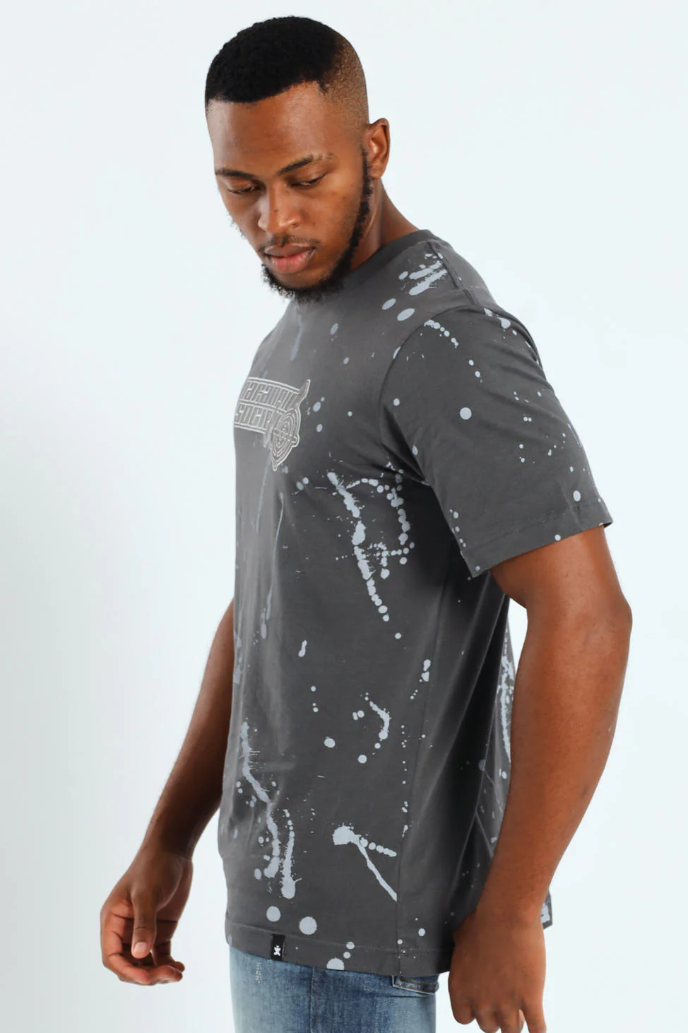 Paint Splatter Print Tee - Dark Grey - Image 2