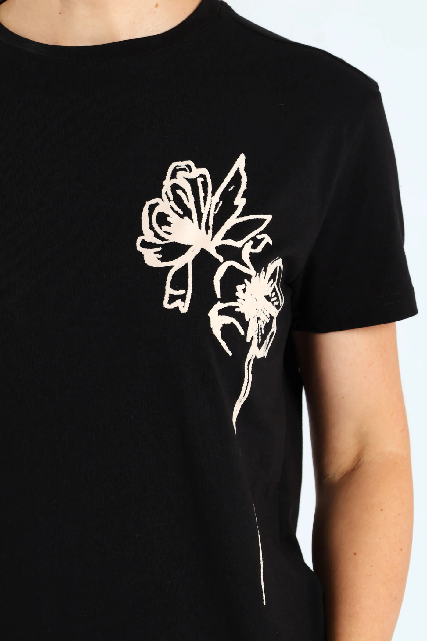 Painted Floral Tee - Black - Image 4