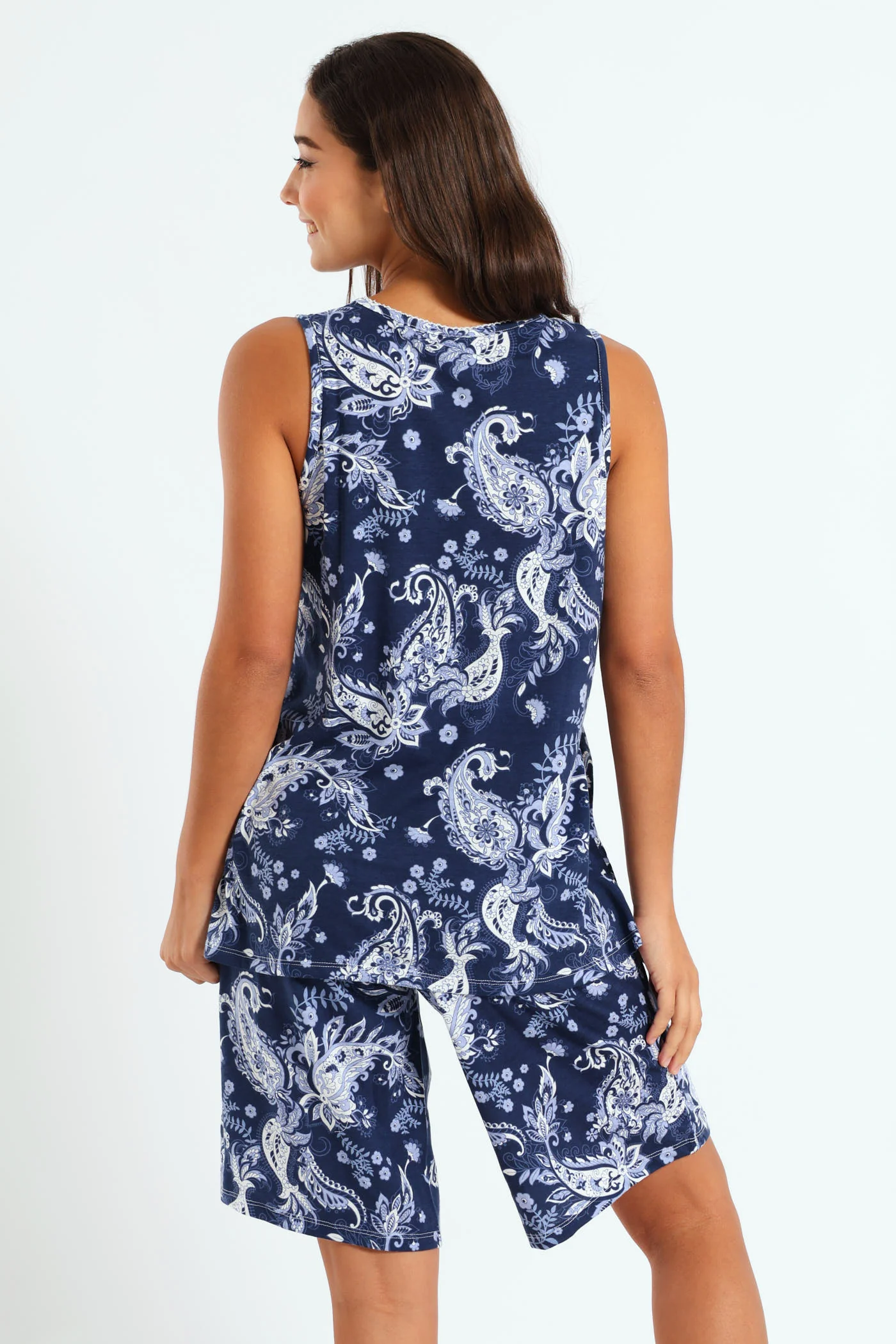 Paisley Top & Short Set - Navy - Image 2