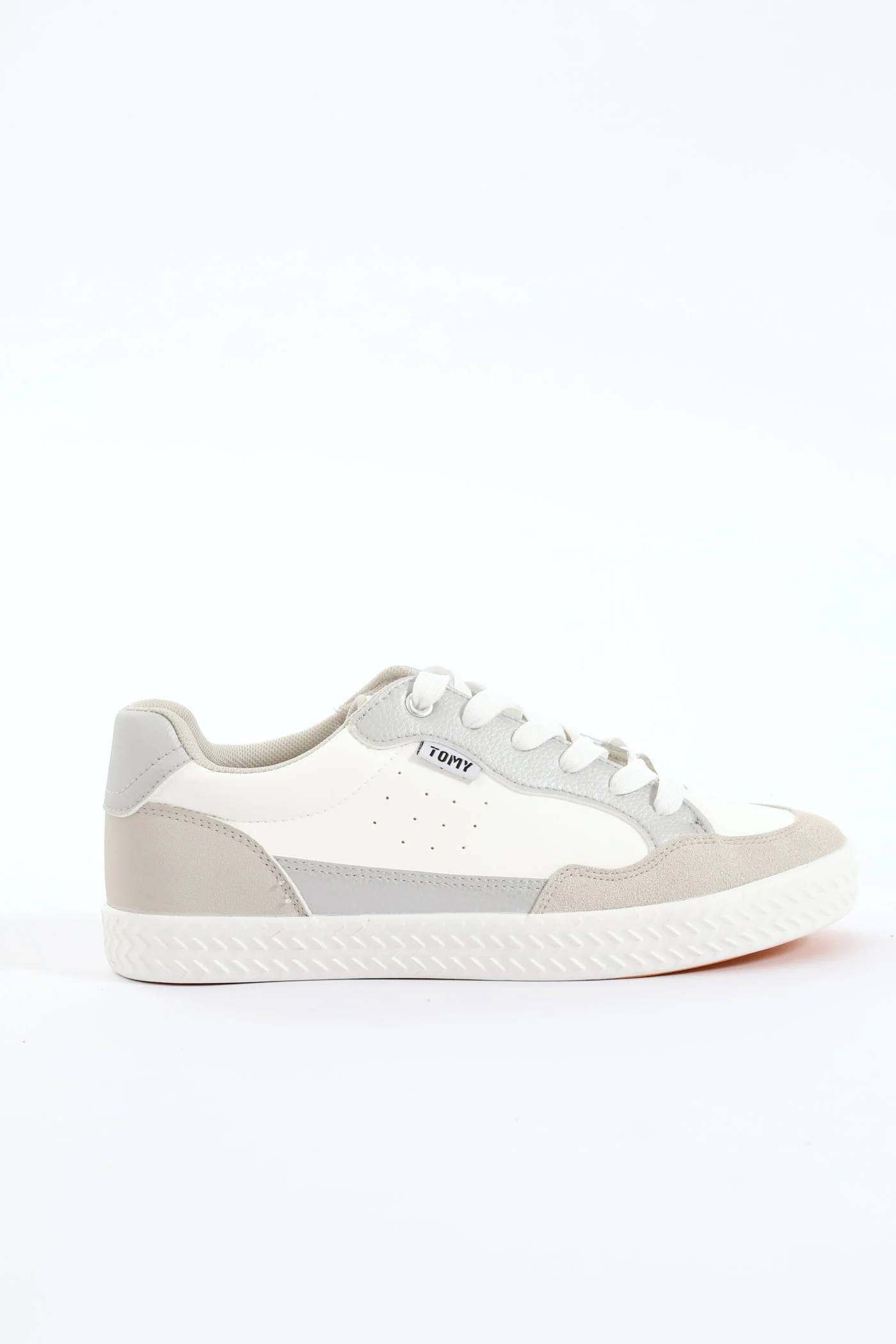 Palesa Faux Leather Suede Sneaker - White/Grey - Image 2