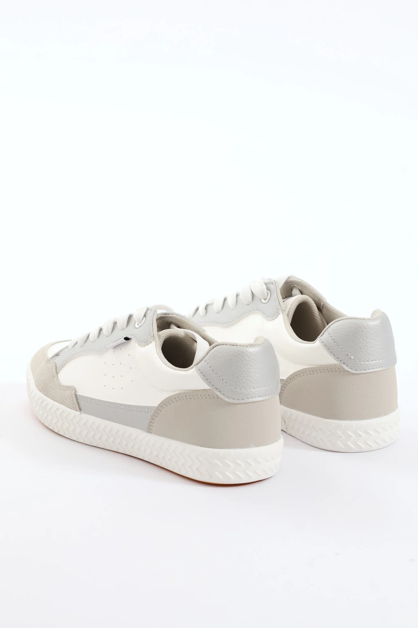 Palesa Faux Leather Suede Sneaker - White/Grey - Image 3