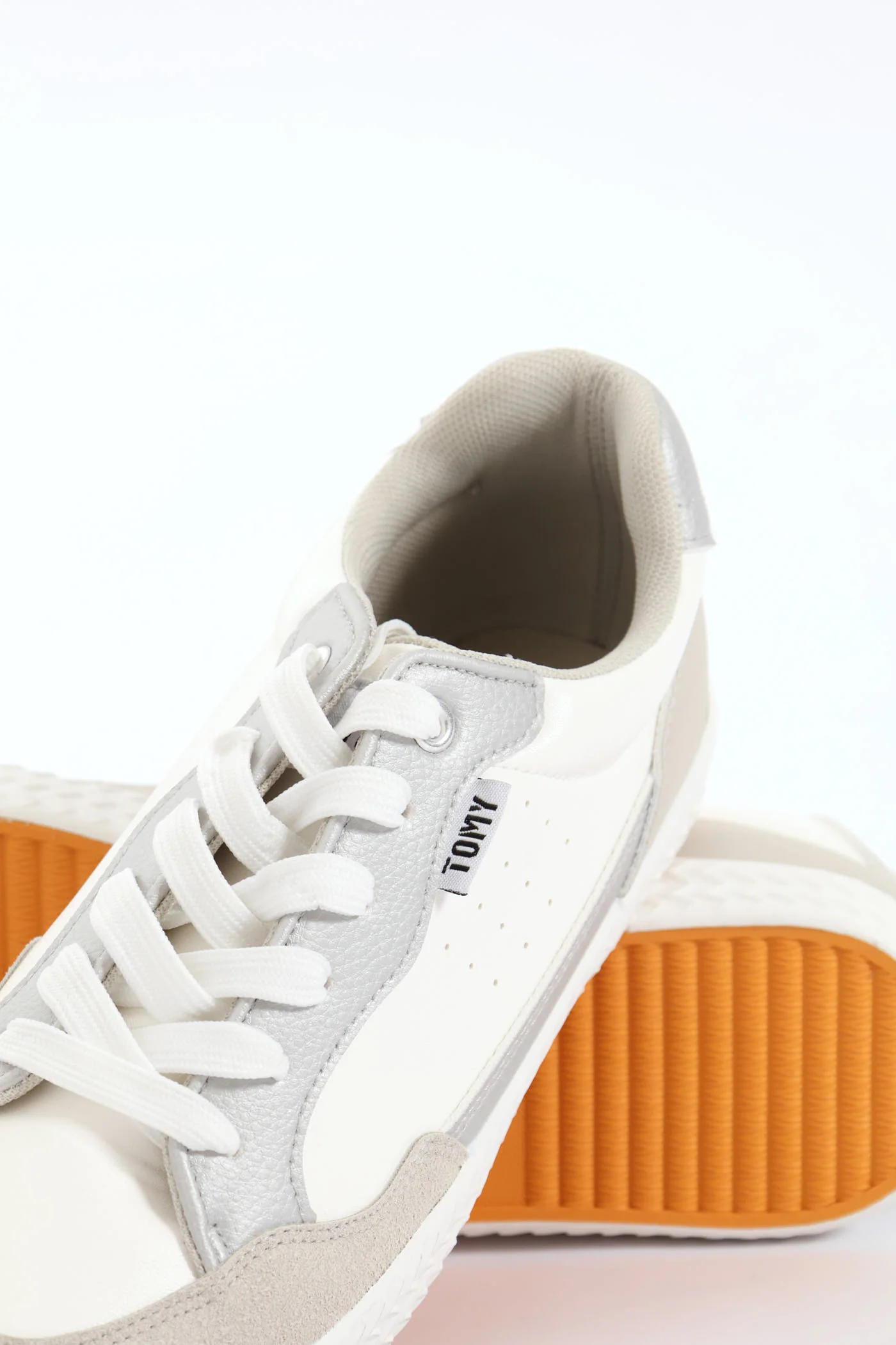 Palesa Faux Leather Suede Sneaker - White/Grey - Image 4