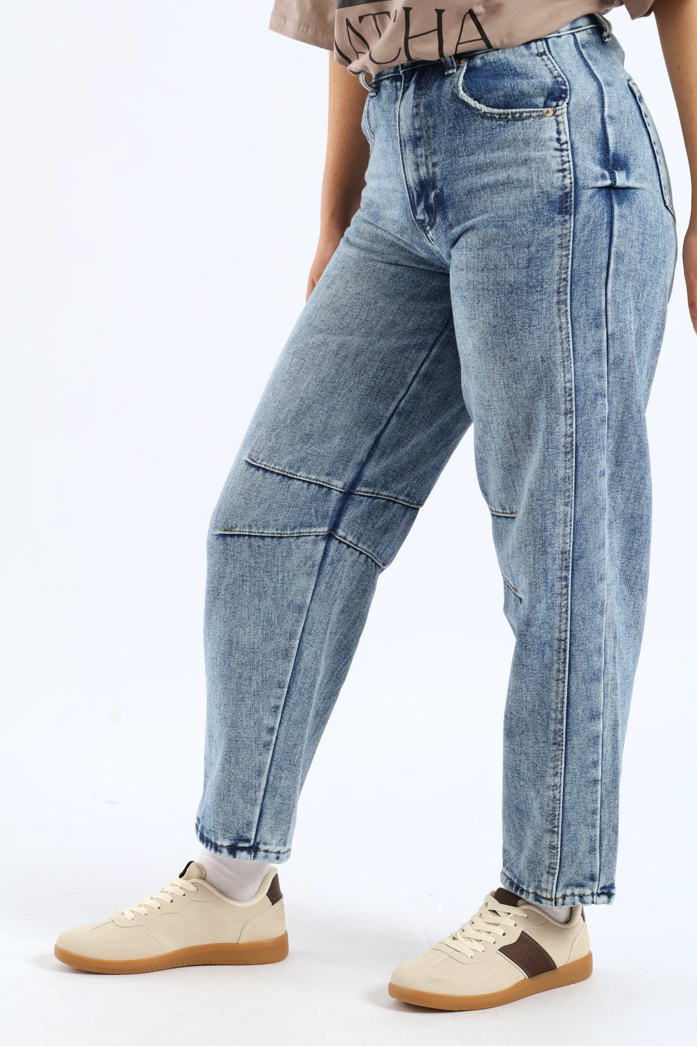 Panel Barrel Jean - Mid Blue - Image 3