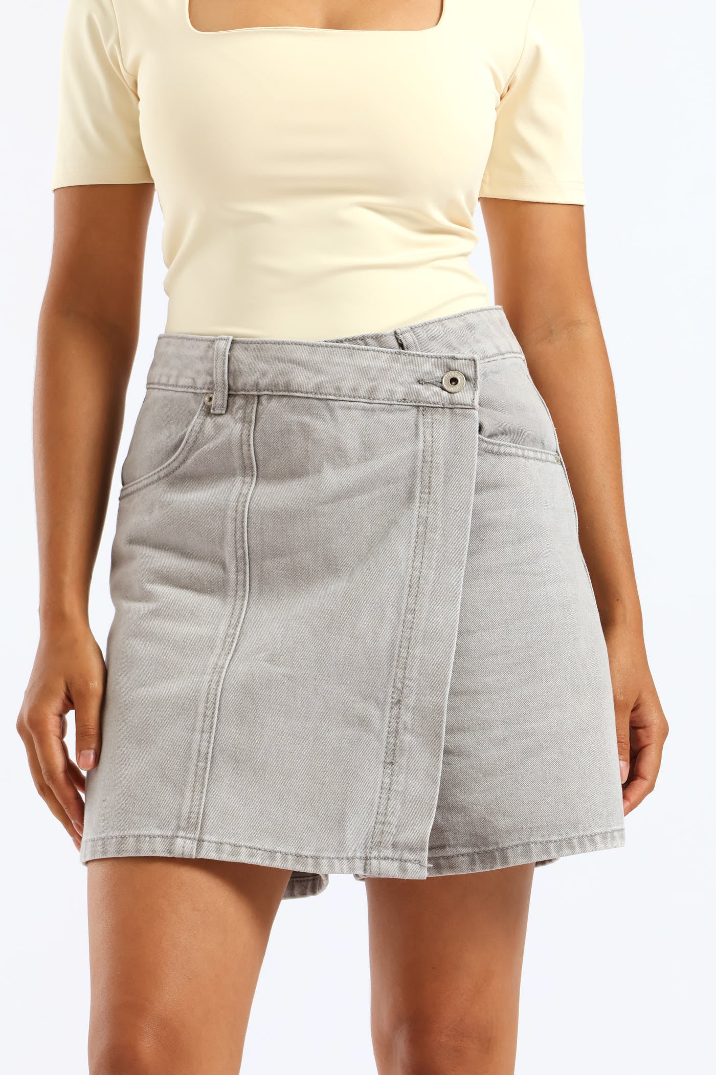Panel Denim Skort - Light Grey - Image 2