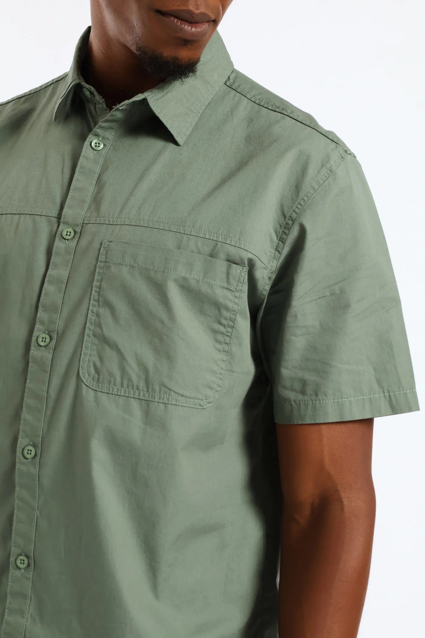 Panel Poplin Shirt - Sage - Image 2