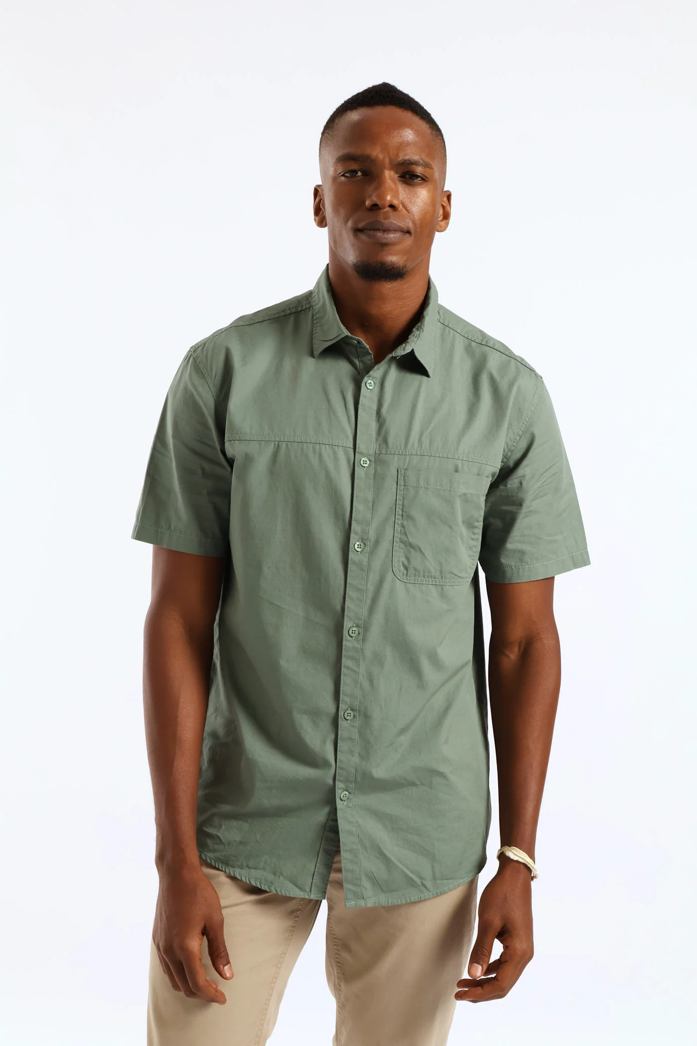 Panel Poplin Shirt - Sage - Image 3