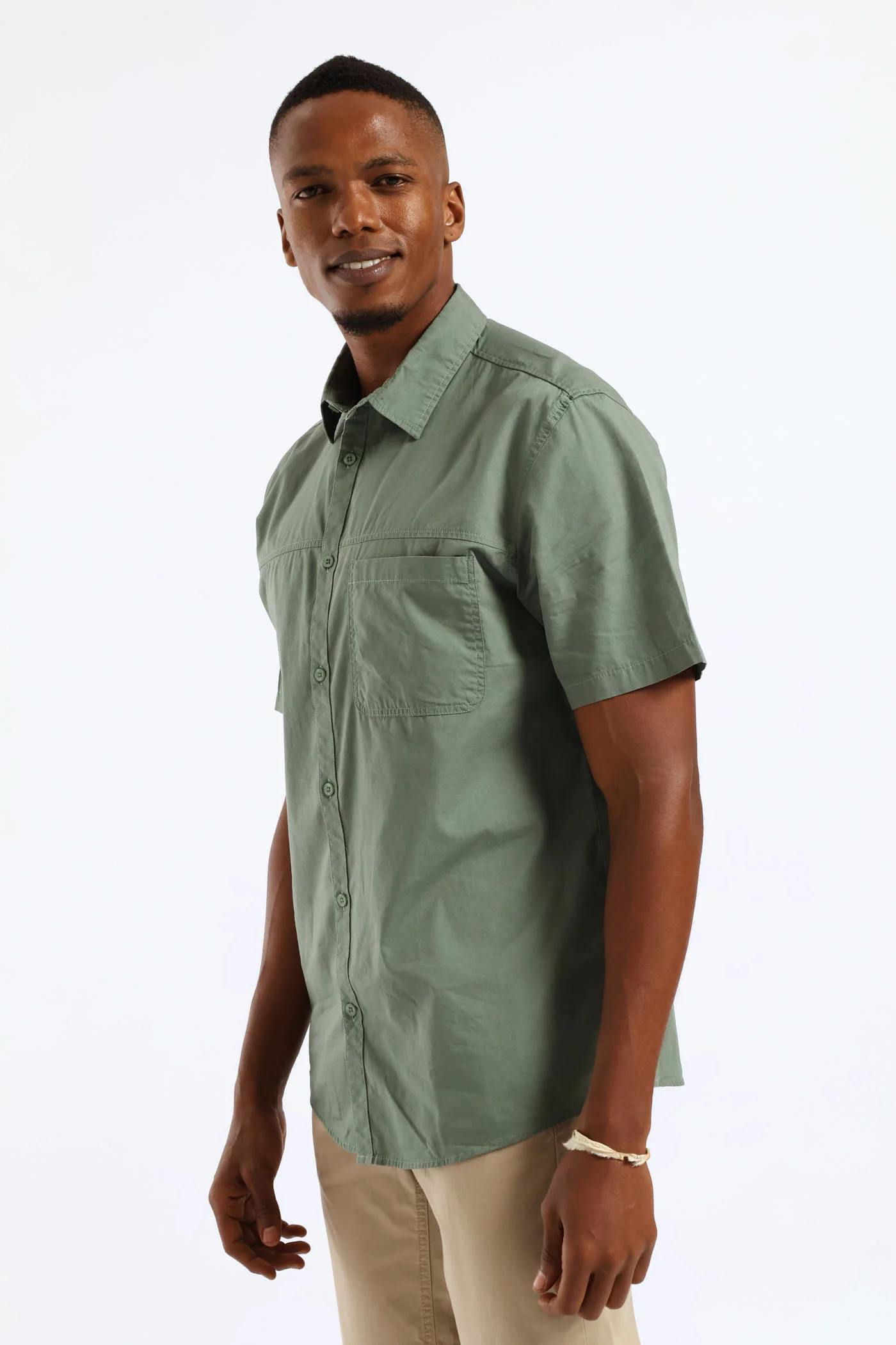 Panel Poplin Shirt - Sage - Image 4