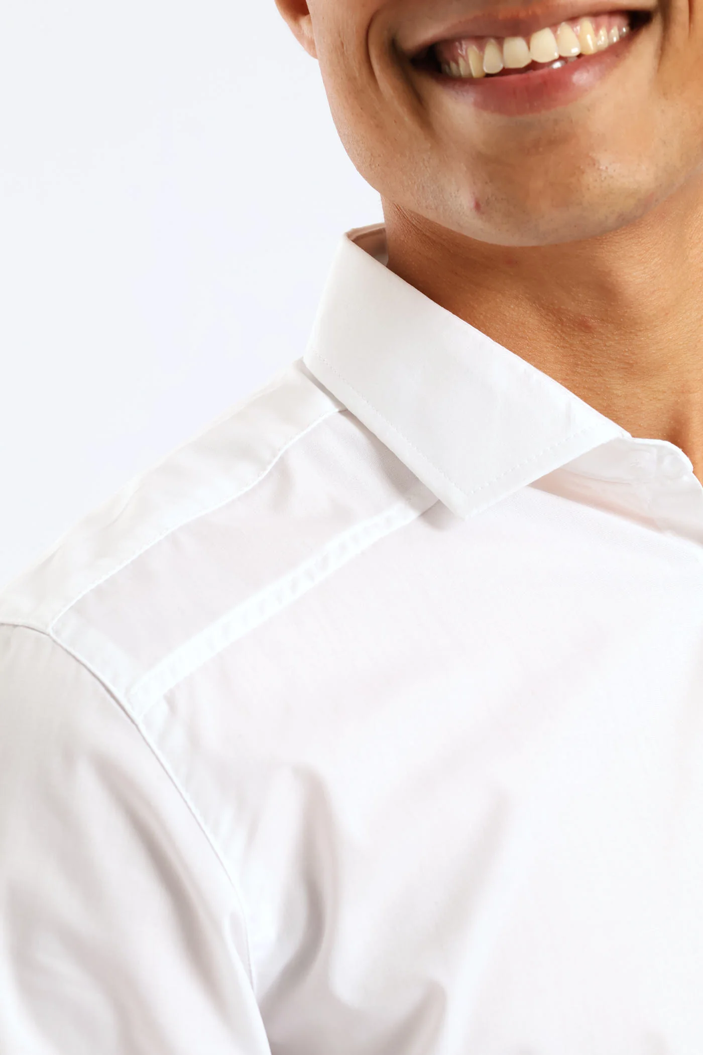 Panel Shoulder Shirt - White - Image 2