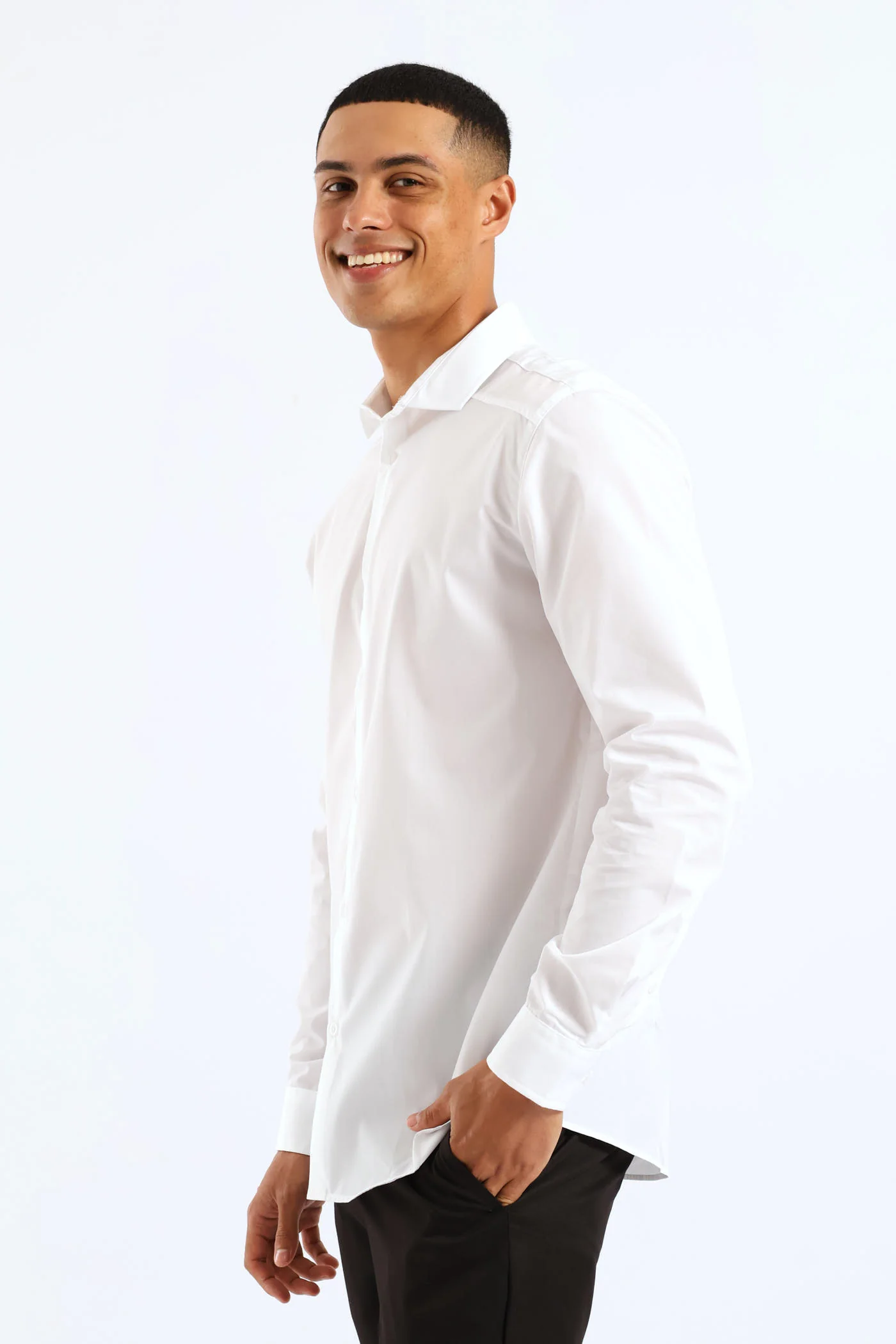 Panel Shoulder Shirt - White - Image 4