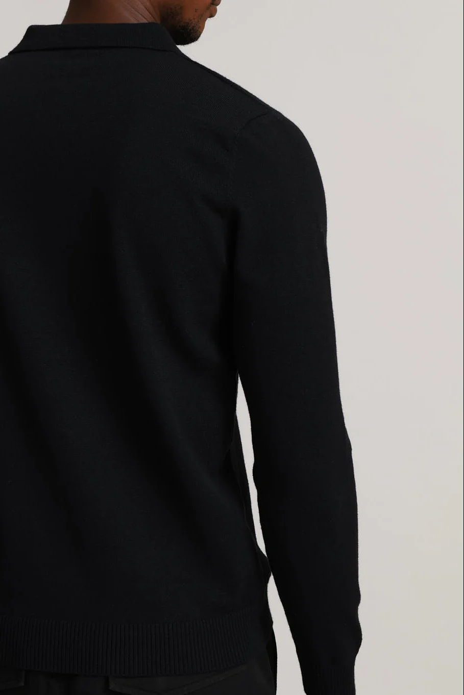 Panel Stripe Guage Polo Knitwear - Black - Image 9