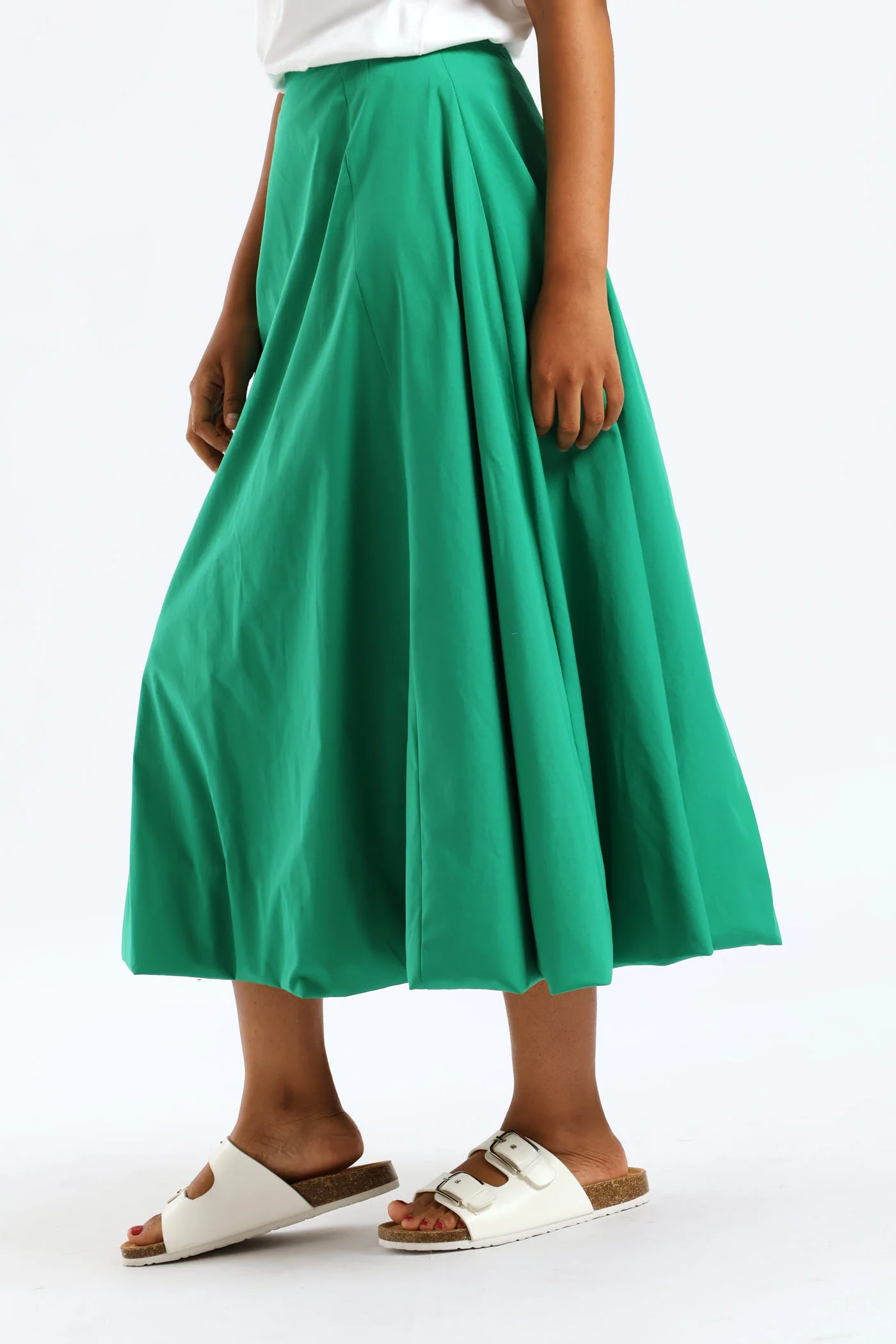Panelled Bubble Midi Skirt - Emerald - Image 4