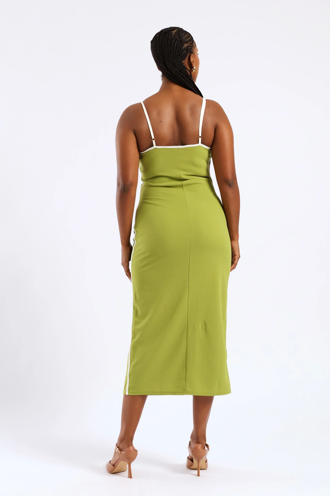 Panelled Contrast Bodycon Maxi Dress - Chartreuse - Image 6