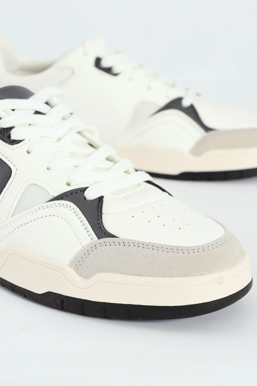 Panelled Fashion Court Sneaker - White/Grey - Image 2