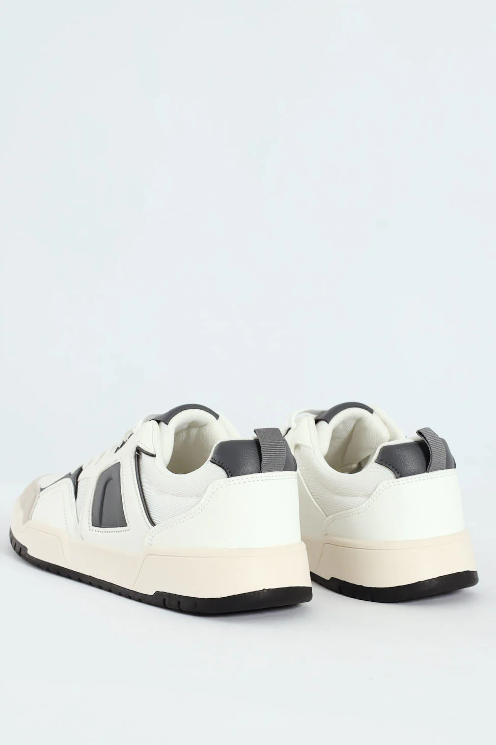 Panelled Fashion Court Sneaker - White/Grey - Image 3