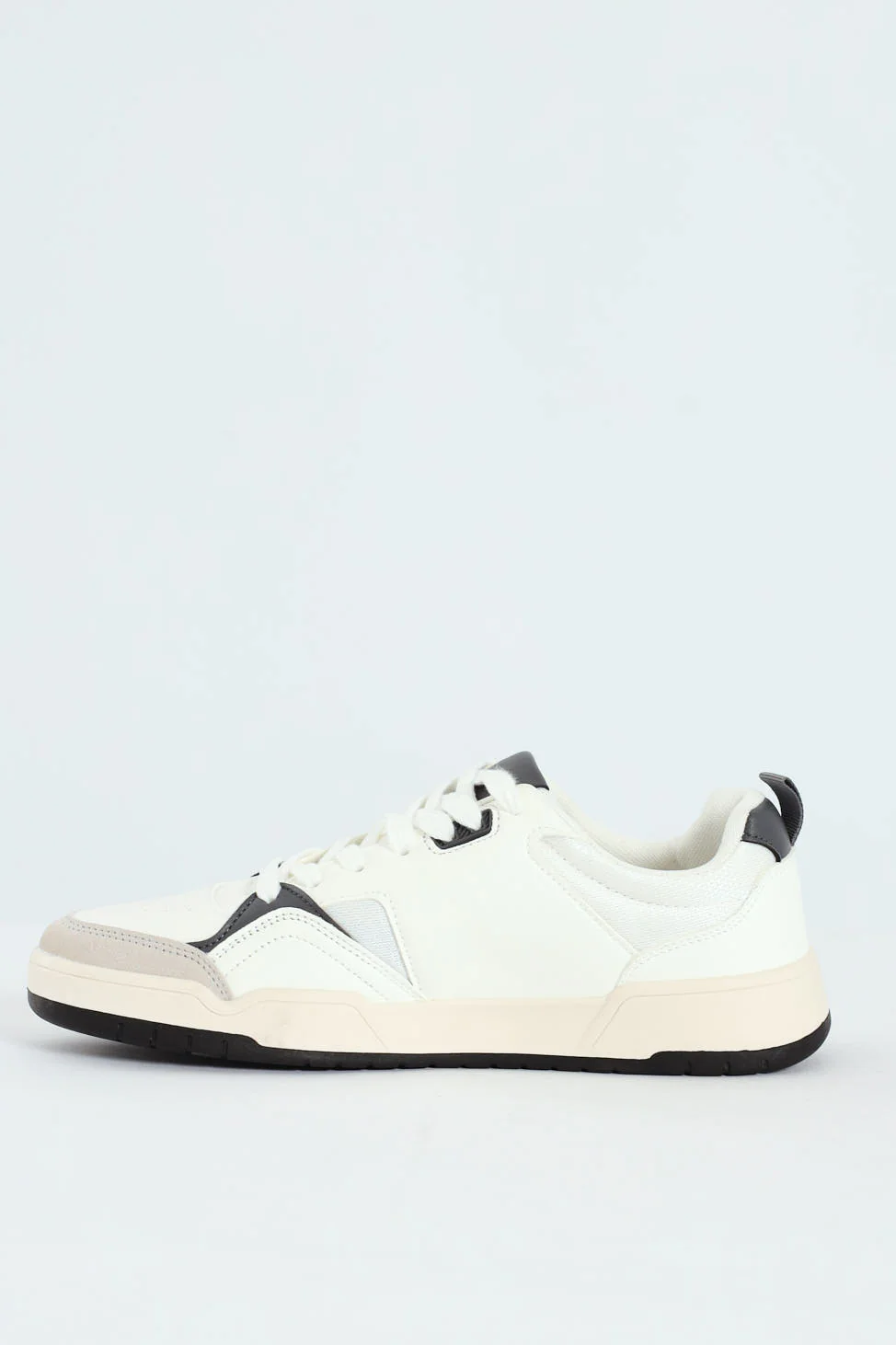 Panelled Fashion Court Sneaker - White/Grey - Image 4
