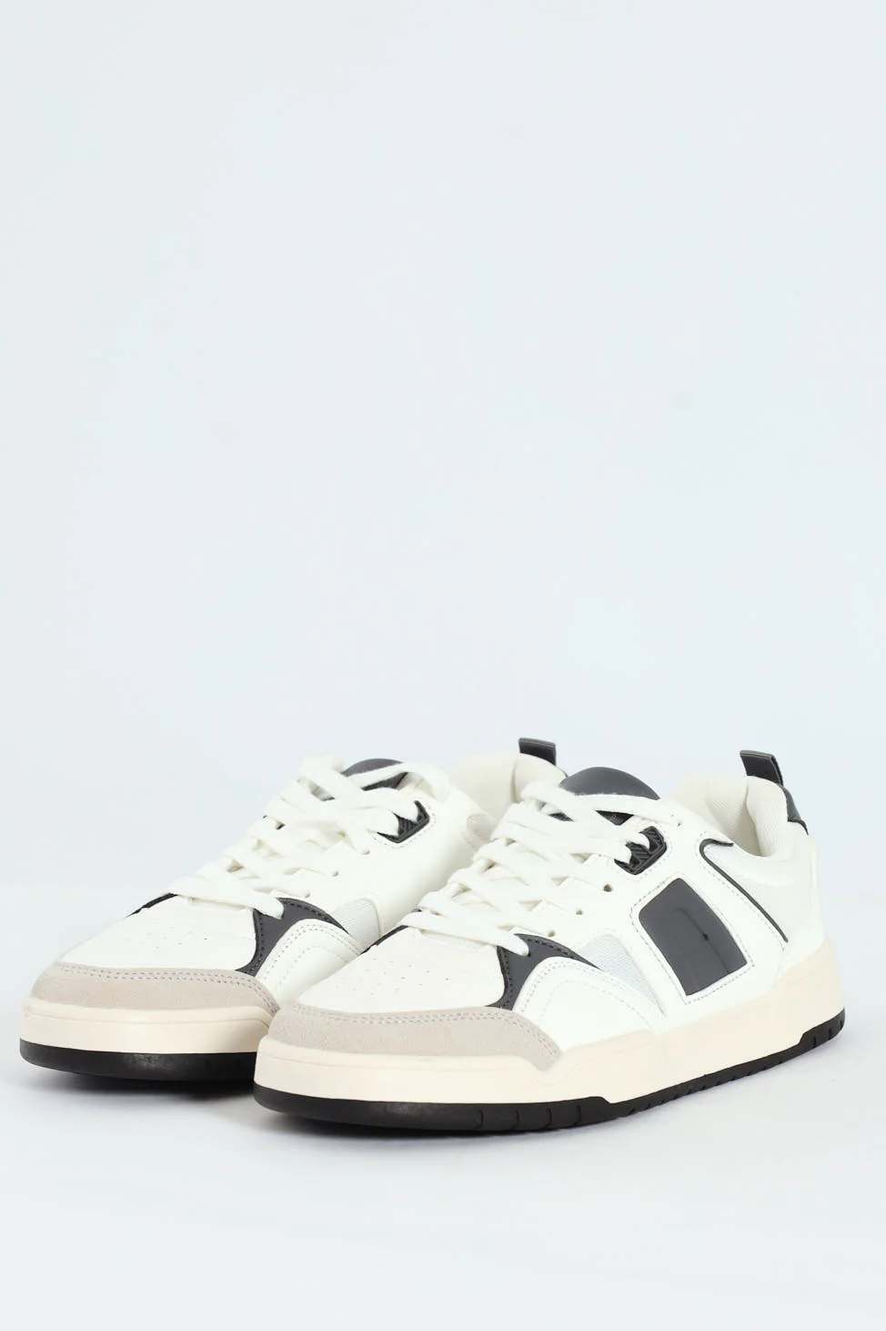 Panelled Fashion Court Sneaker - White/Grey - Image 5