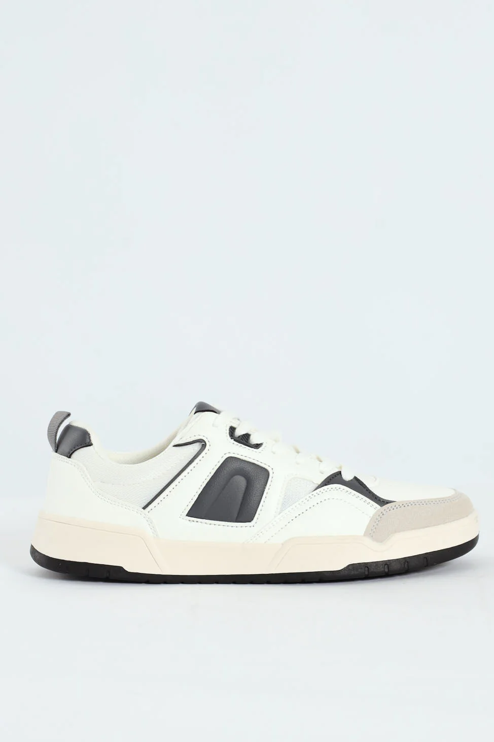 Panelled Fashion Court Sneaker - White/Grey - Image 6