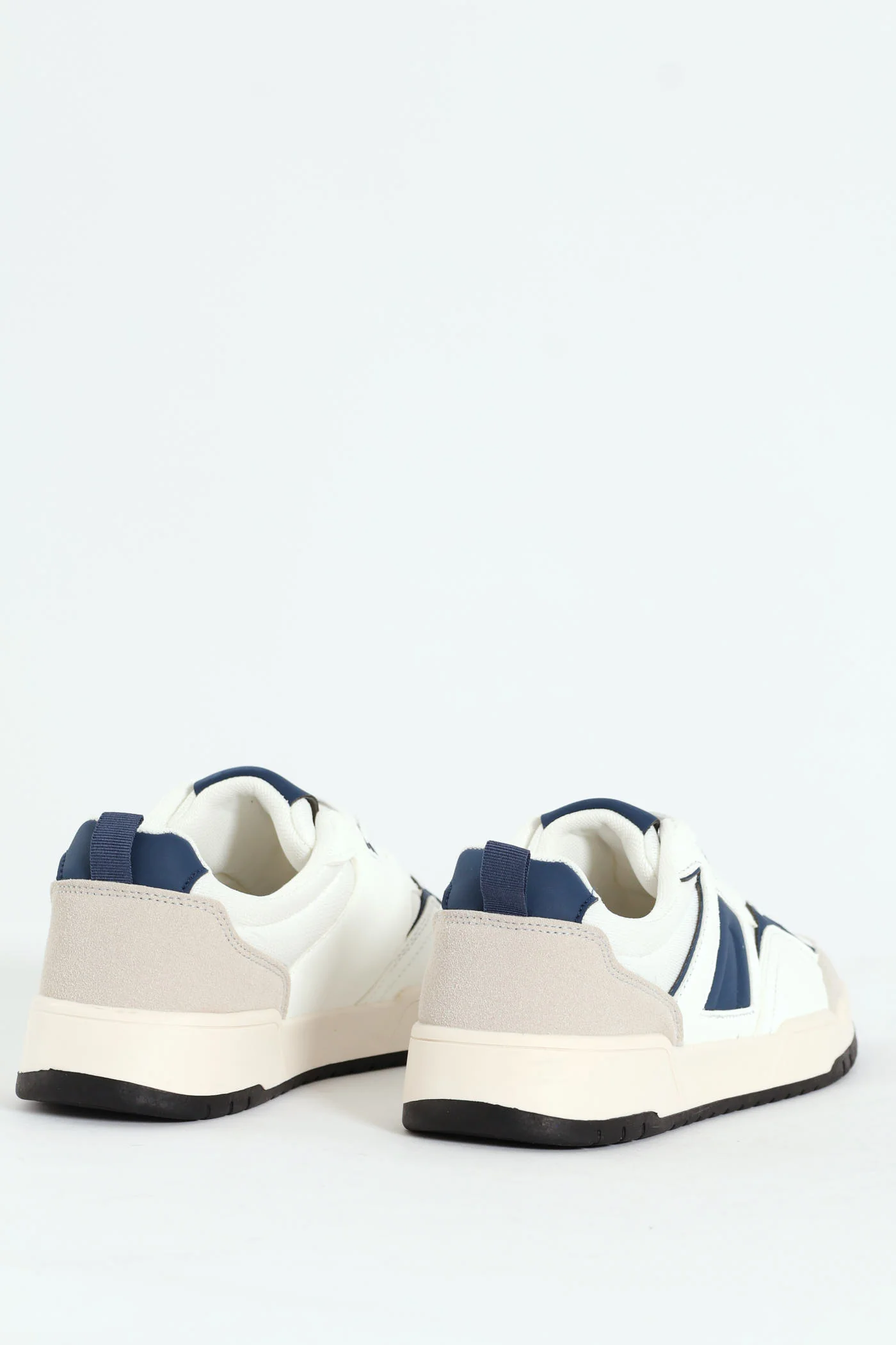 Panelled Fashion Court Sneaker - White/Navy - Image 2