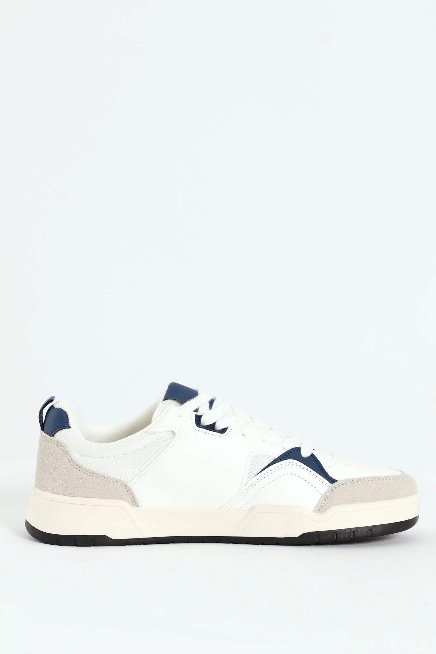 Panelled Fashion Court Sneaker - White/Navy - Image 4