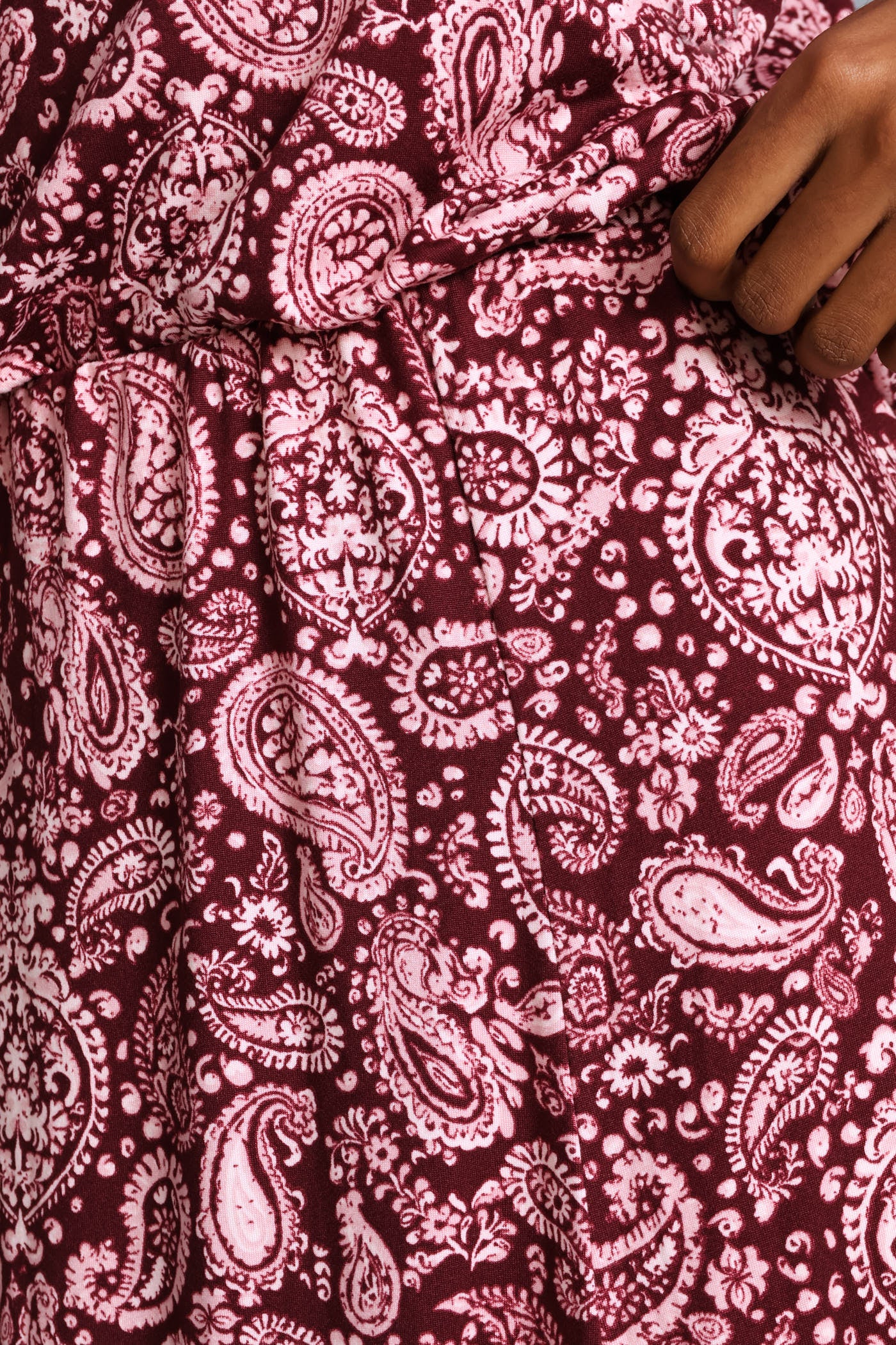 Panelled Fit & Flare Print Maxi Skirt - Plum - Image 5