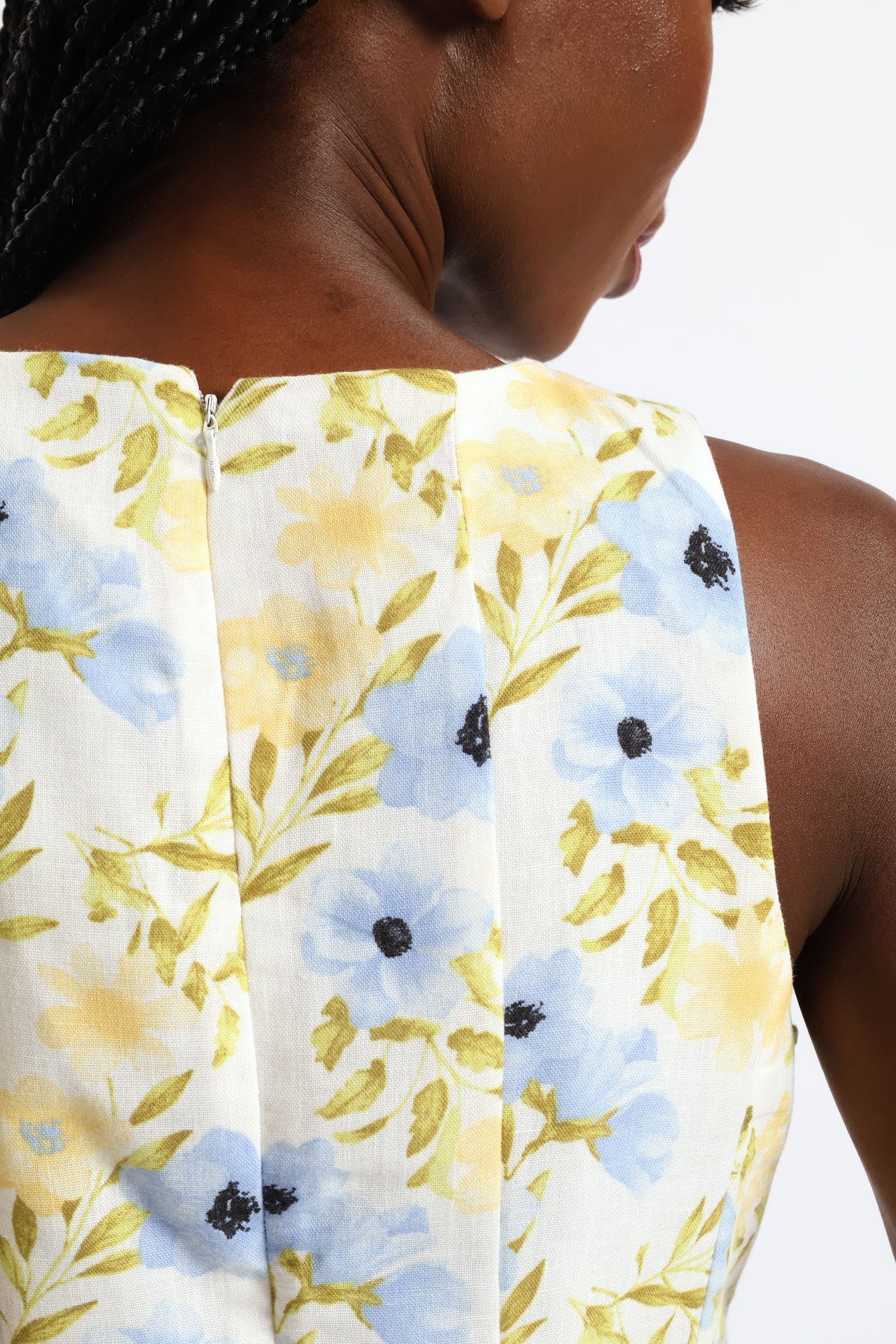 Panelled Floral Skater Dress - Cream - Image 3