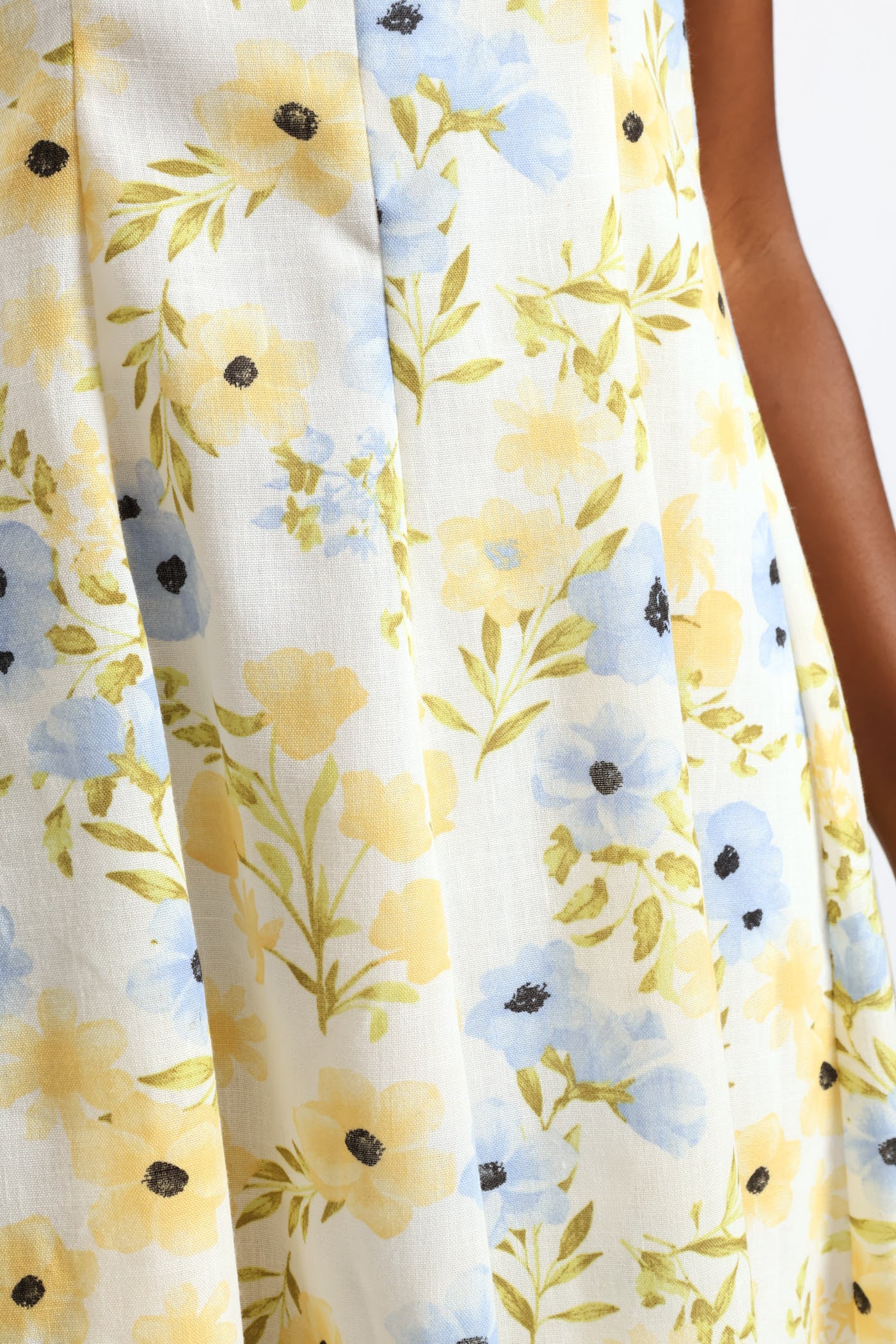 Panelled Floral Skater Dress - Cream - Image 4