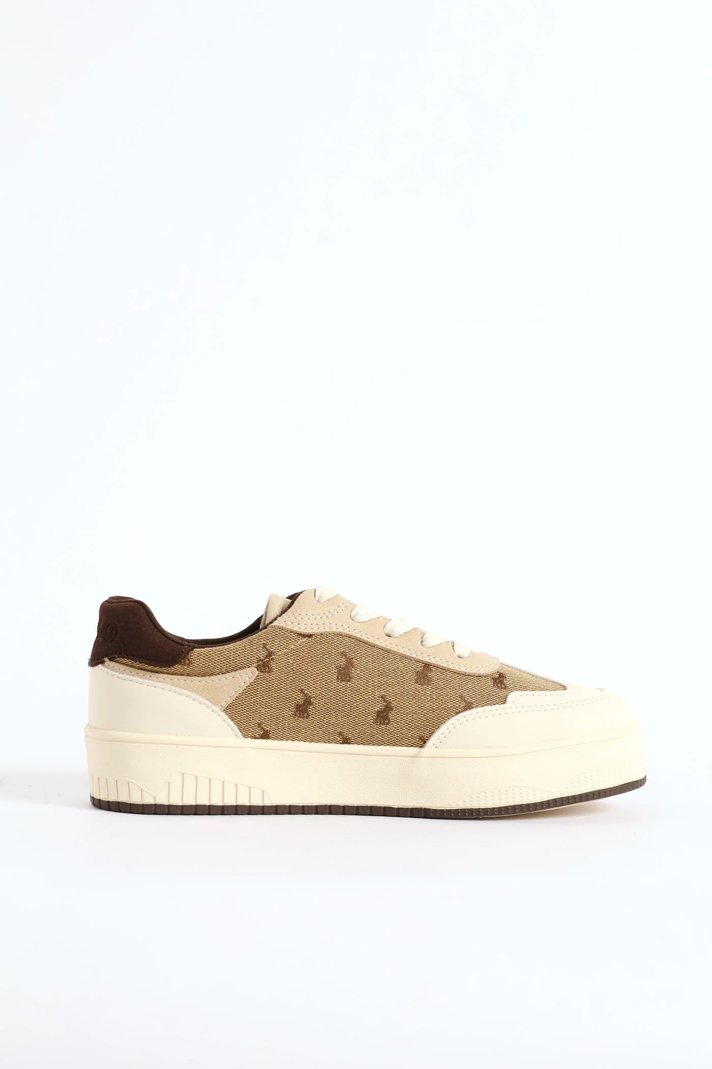 Panelled Jacquard Sneaker - Beige - Image 3