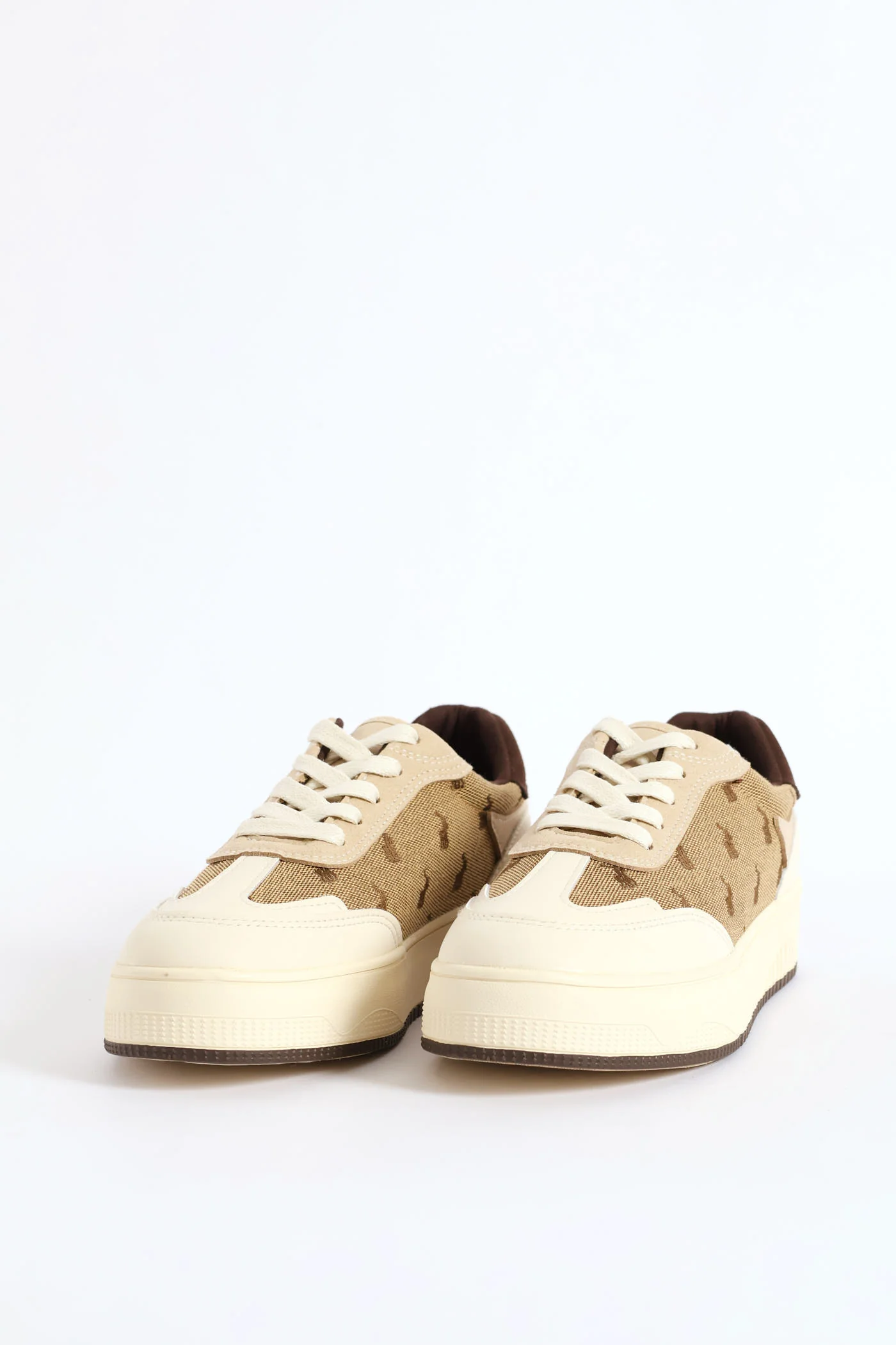 Panelled Jacquard Sneaker - Beige - Image 5