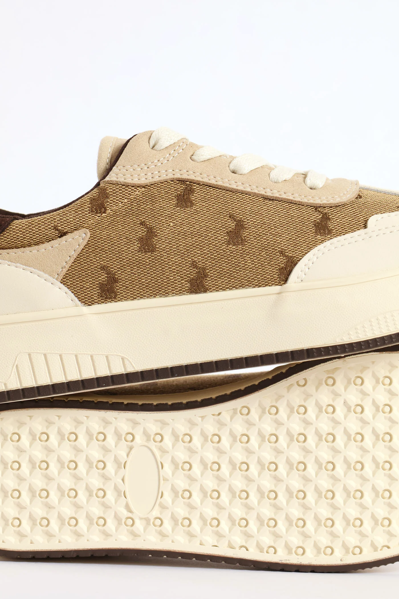 Panelled Jacquard Sneaker - Beige - Image 7