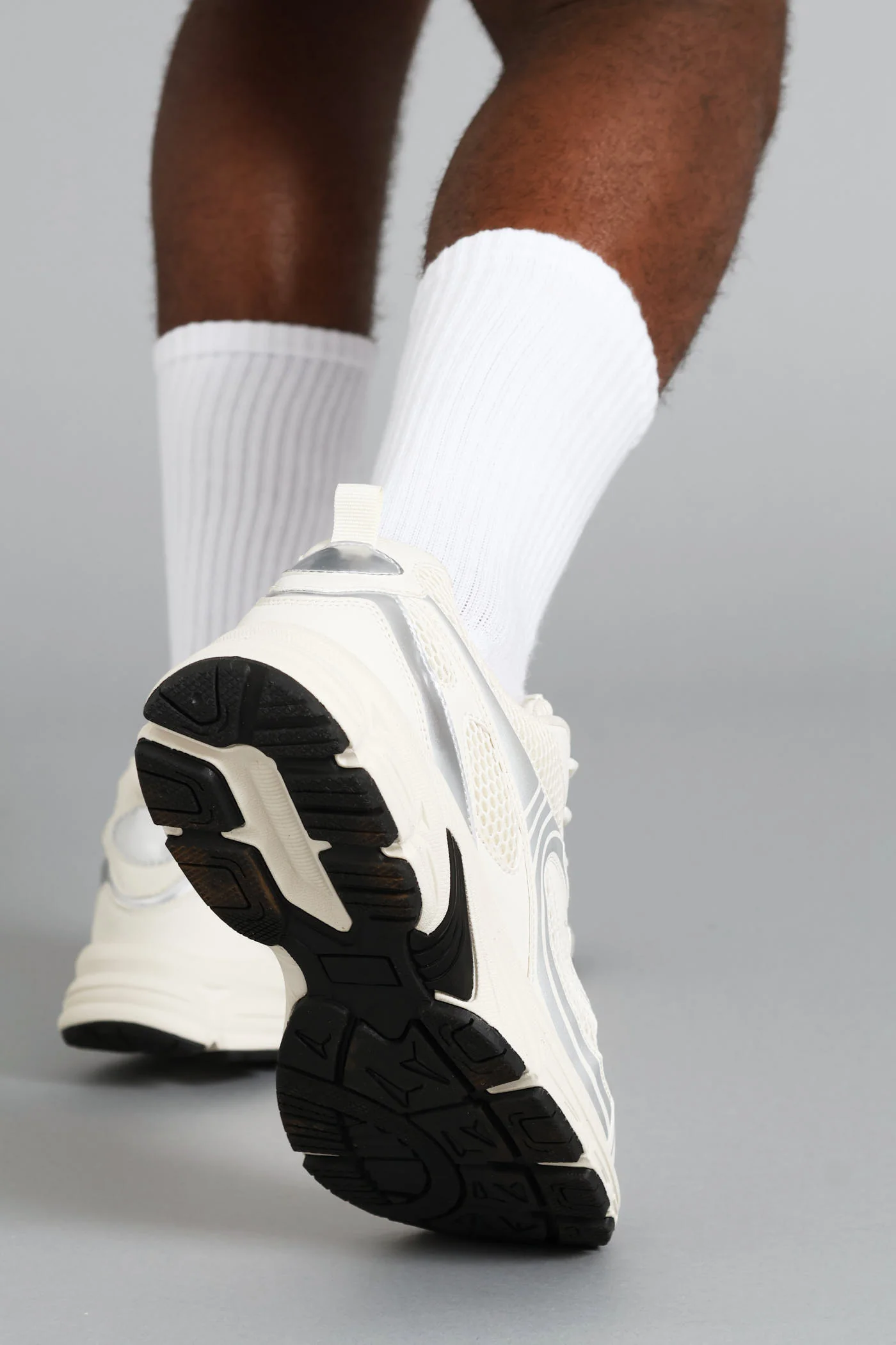 S ACTIVE Panelled Mesh PU Combo Trainer - Stone - Image 4