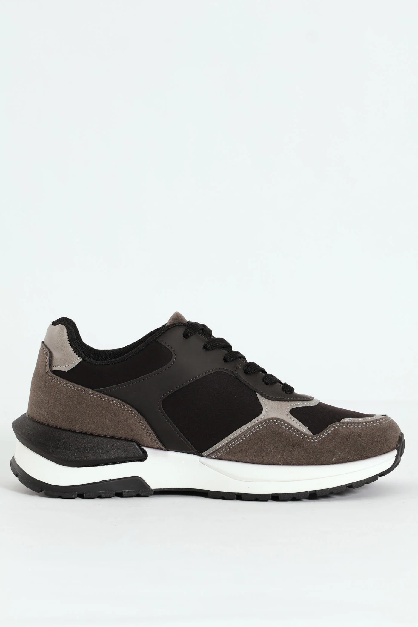 Panelled Retro Look Sneakers - Black - Image 5