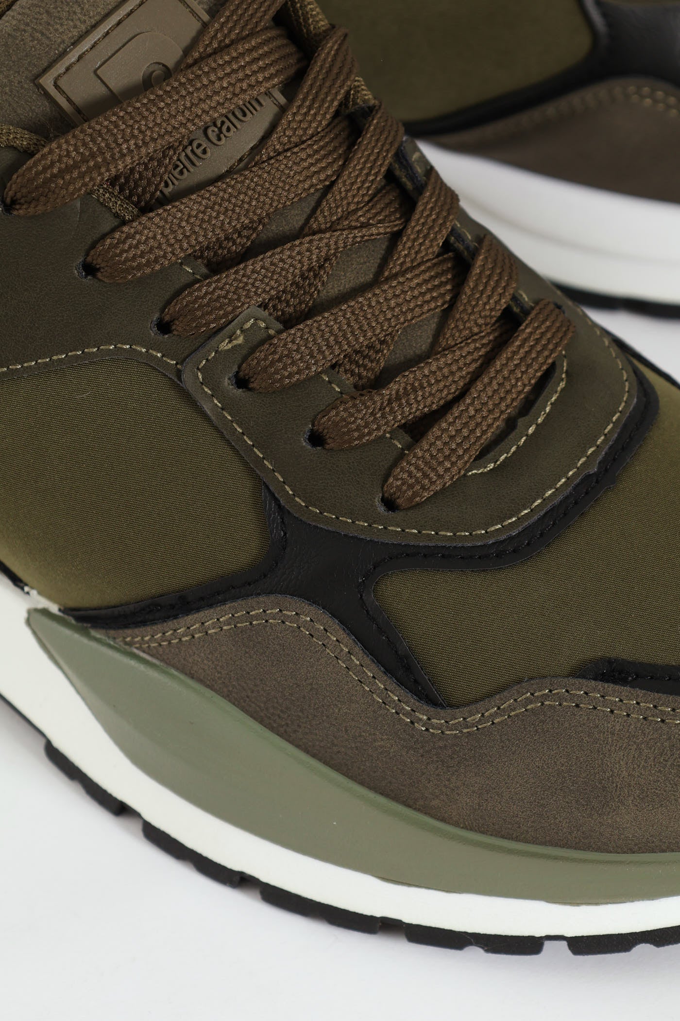 Panelled Retro Look Sneakers - Olive - Image 5