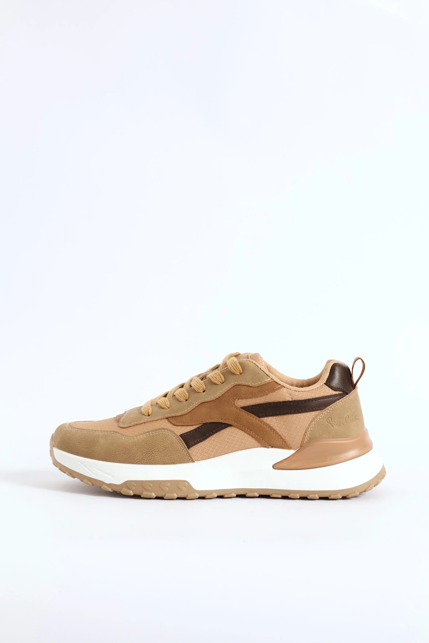 Panelled Retro Sneaker - Beige - Image 2