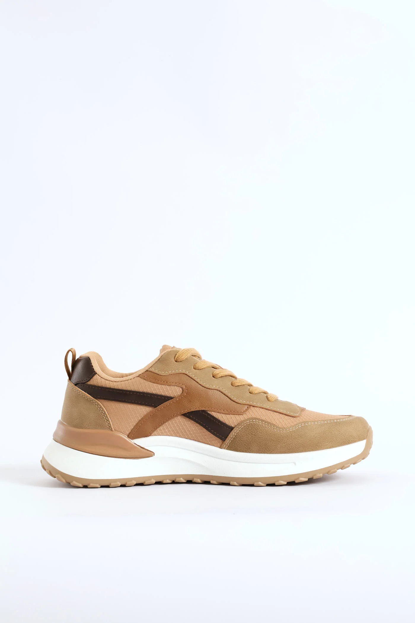 Panelled Retro Sneaker - Beige - Image 6