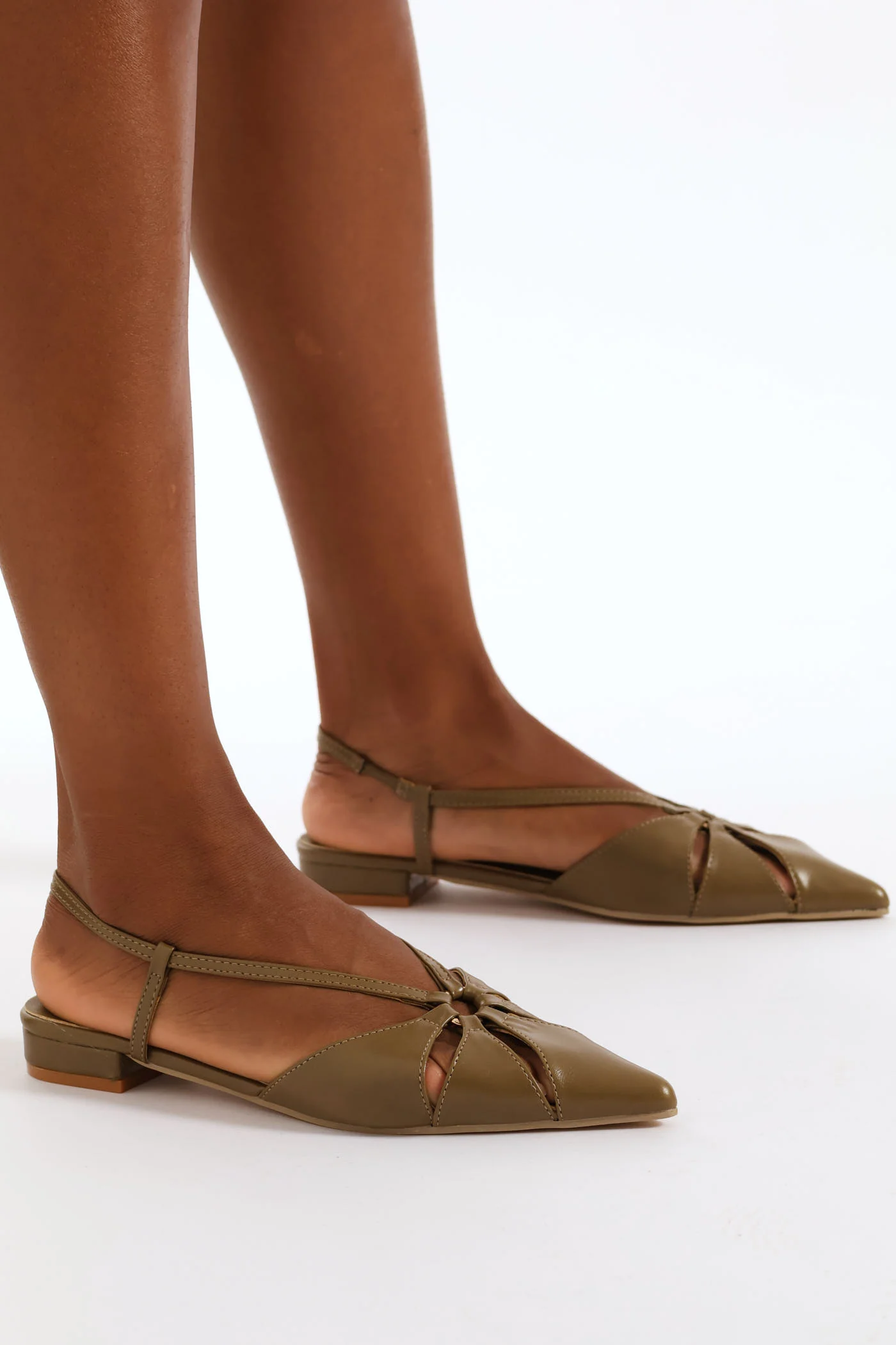Panelled Slingback Mule - Olive - Image 2